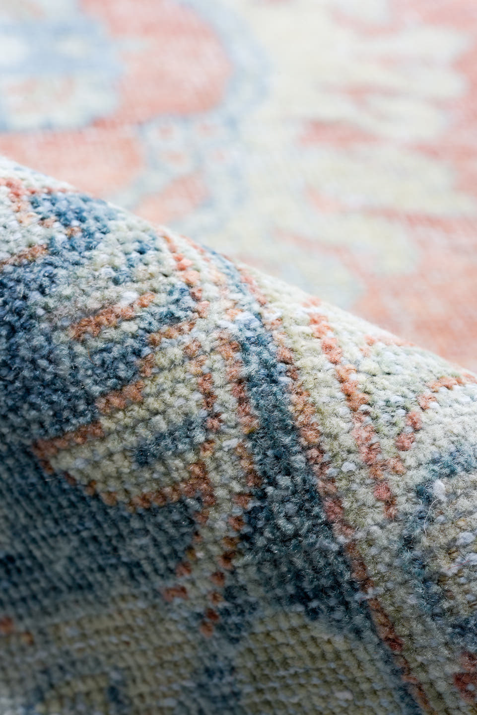8' x 12' one-of-a-kind handmade antique Mahal large size rug. Color palette: terra cotta, pale blue, ivory, sky blue