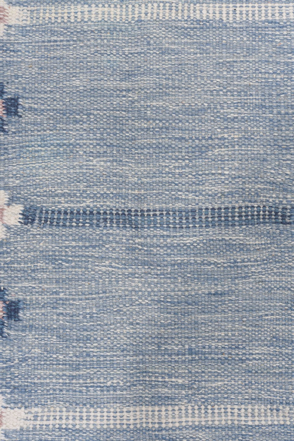 4' x 6' one-of-a-kind handmade vintage Rollaken small size rug. Color palette: blue, ivory, light blue, blush, sage, pink