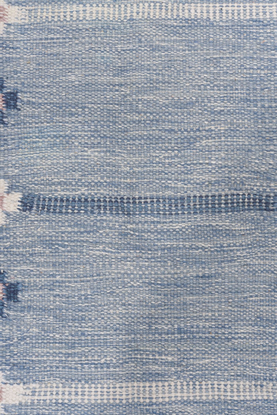 4' x 6' one-of-a-kind handmade vintage Rollaken small size rug. Color palette: blue, ivory, light blue, blush, sage, pink