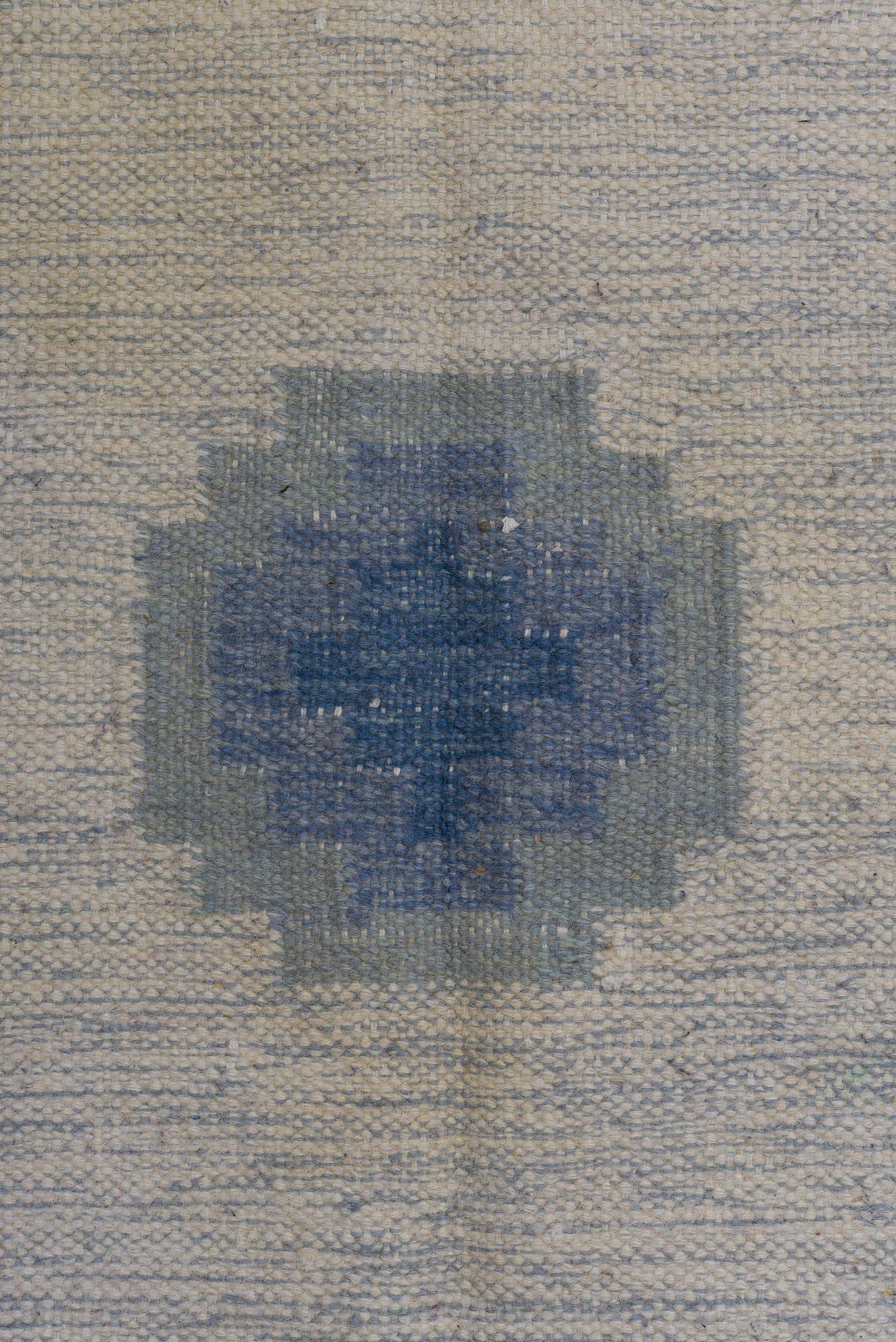 6' x 9' one-of-a-kind handmade antique Rollaken medium size rug. Color palette: ivory, blue, powder_blue, blush, peach, sage