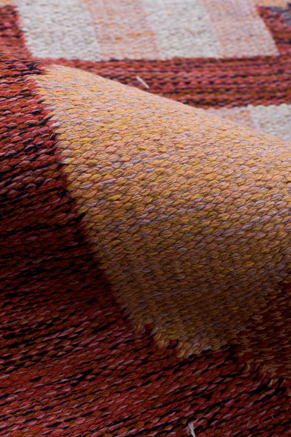 5' x 8' one-of-a-kind handmade antique Rollaken medium size rug. Color palette: rust, terra cotta, peach, blush, slate
