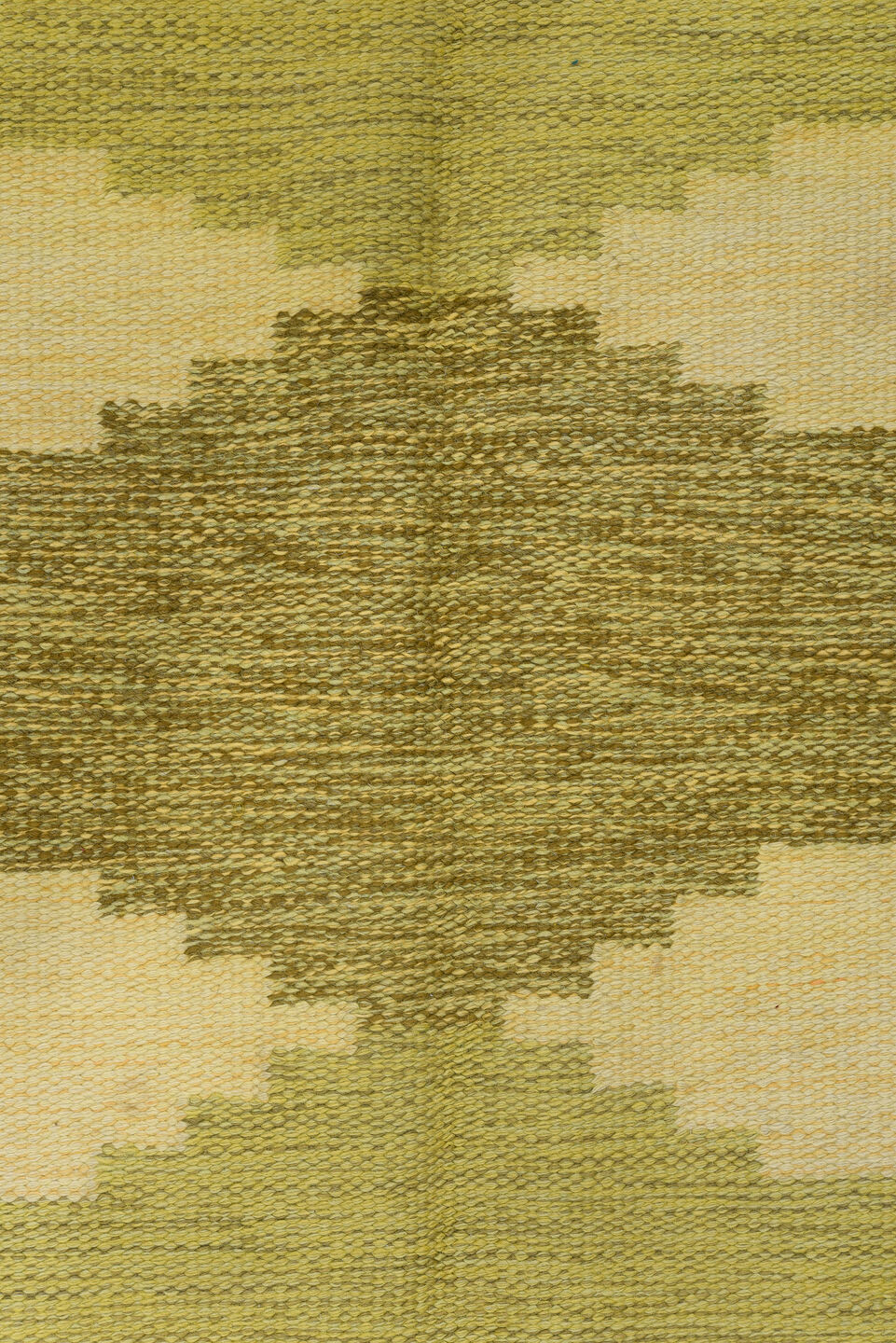 5' x 8' one-of-a-kind handmade antique Rollaken medium size rug. Color palette: olive, ivory, yellow, taupe, cream, green