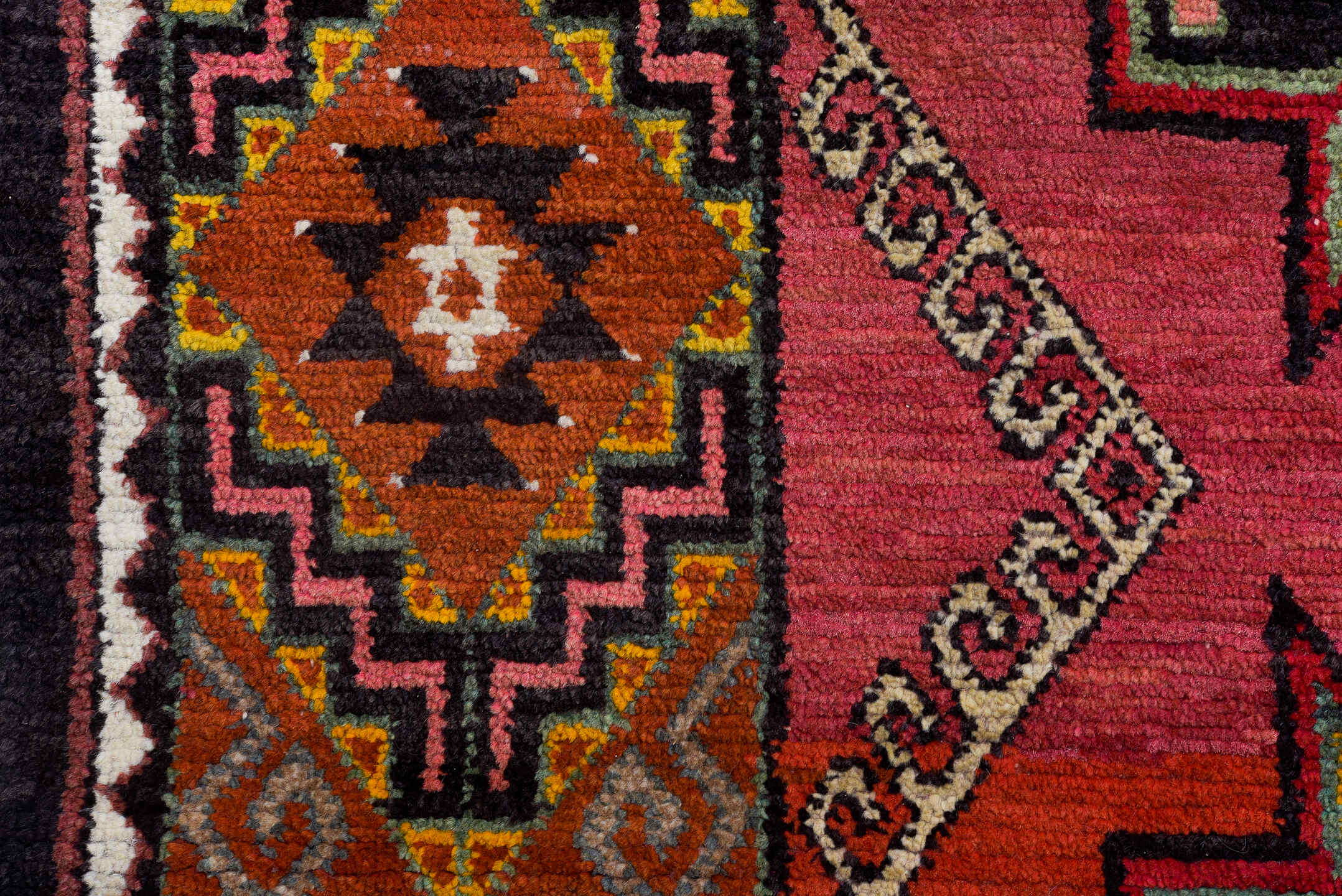 6' x 9' one-of-a-kind handmade antique Kilim medium size rug. Color palette: rose, rust, ivory, charcoal, gold, terra cotta