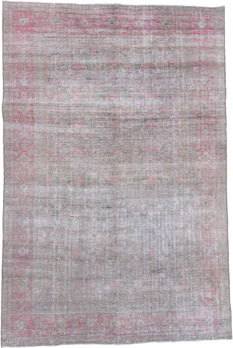 6' x 10' one-of-a-kind handmade antique Tabriz large size rug. Color palette: silver, blush, ivory, taupe, rose, gray, pink