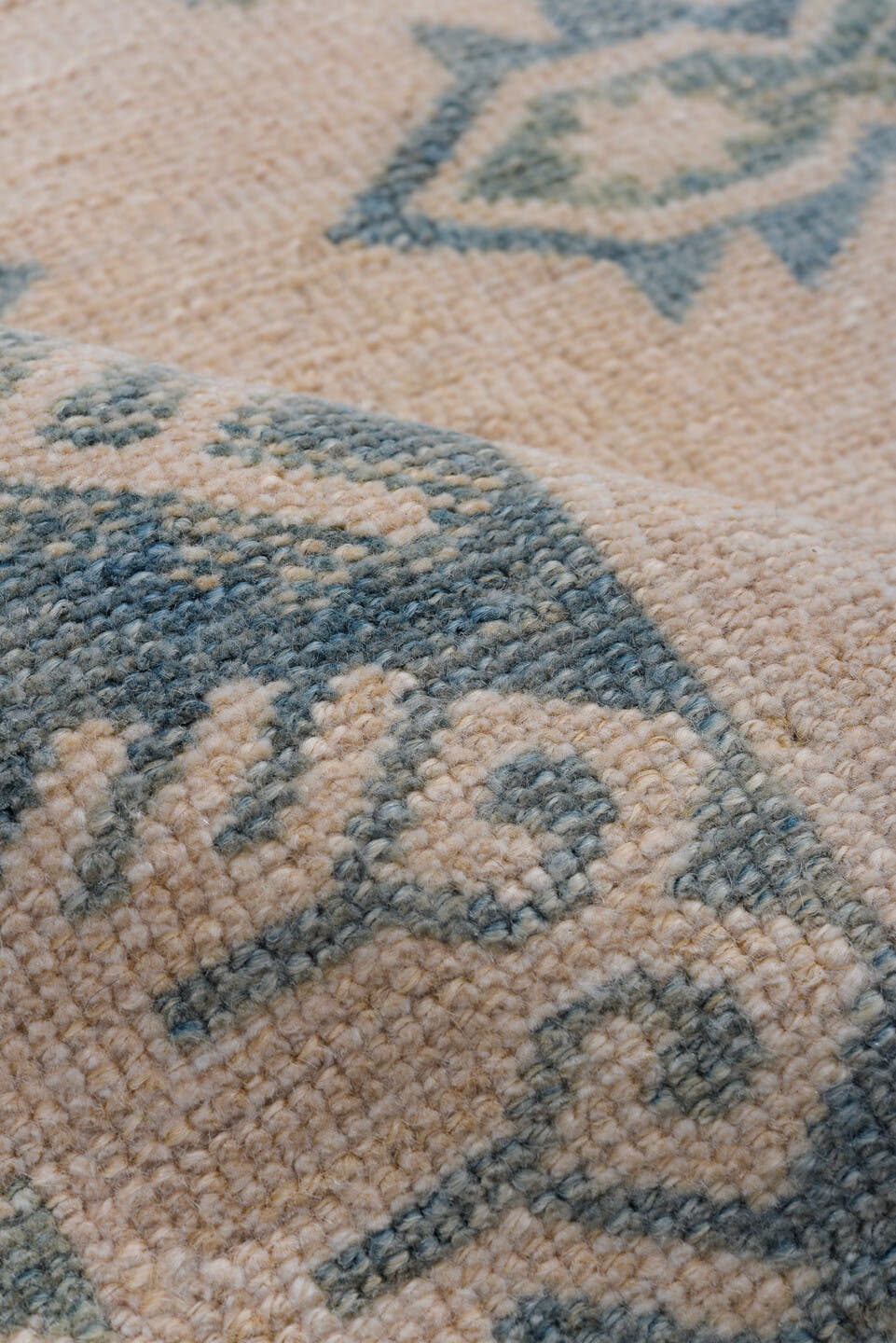 4' x 7' one-of-a-kind handmade antique Oushak rug. Color palette: beige, slate, taupe, ivory, gray