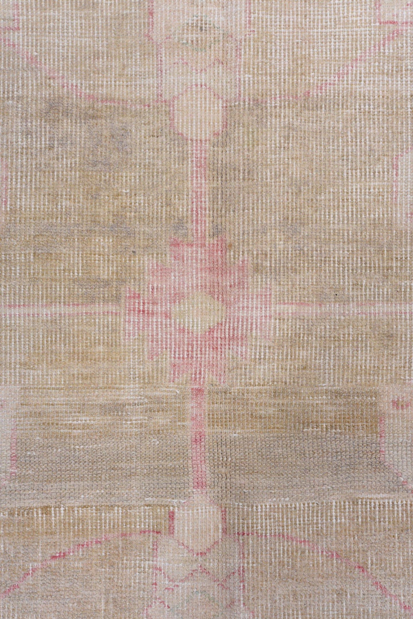 6' x 11' one-of-a-kind handmade antique Oushak large size rug. Color palette: rose, ivory, blush, taupe, sage, pale blue
