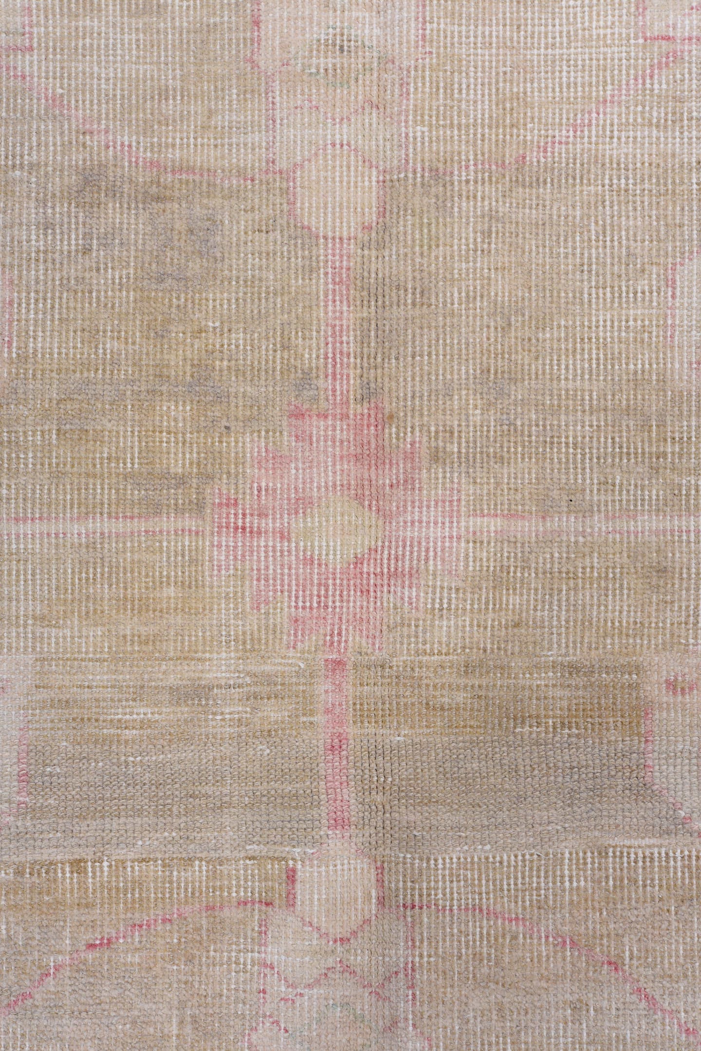 6' x 11' one-of-a-kind handmade antique Oushak large size rug. Color palette: rose, ivory, blush, taupe, sage, pale blue