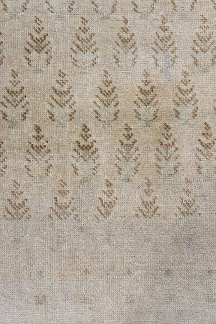 3' x 12' one-of-a-kind handmade antique Sparta runner rug. Color palette: ivory, beige, taupe, camel, pale blue, sand, gray
