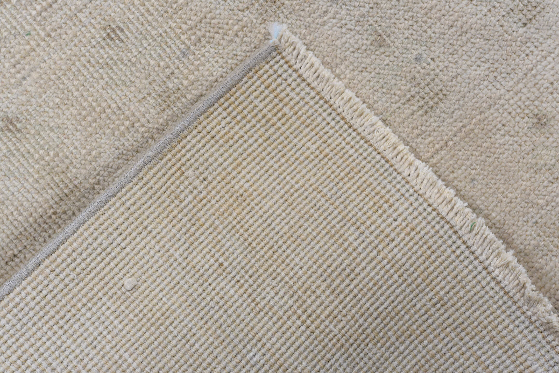 3' x 12' one-of-a-kind handmade antique Sparta runner rug. Color palette: ivory, beige, taupe, camel, pale blue, sand, gray