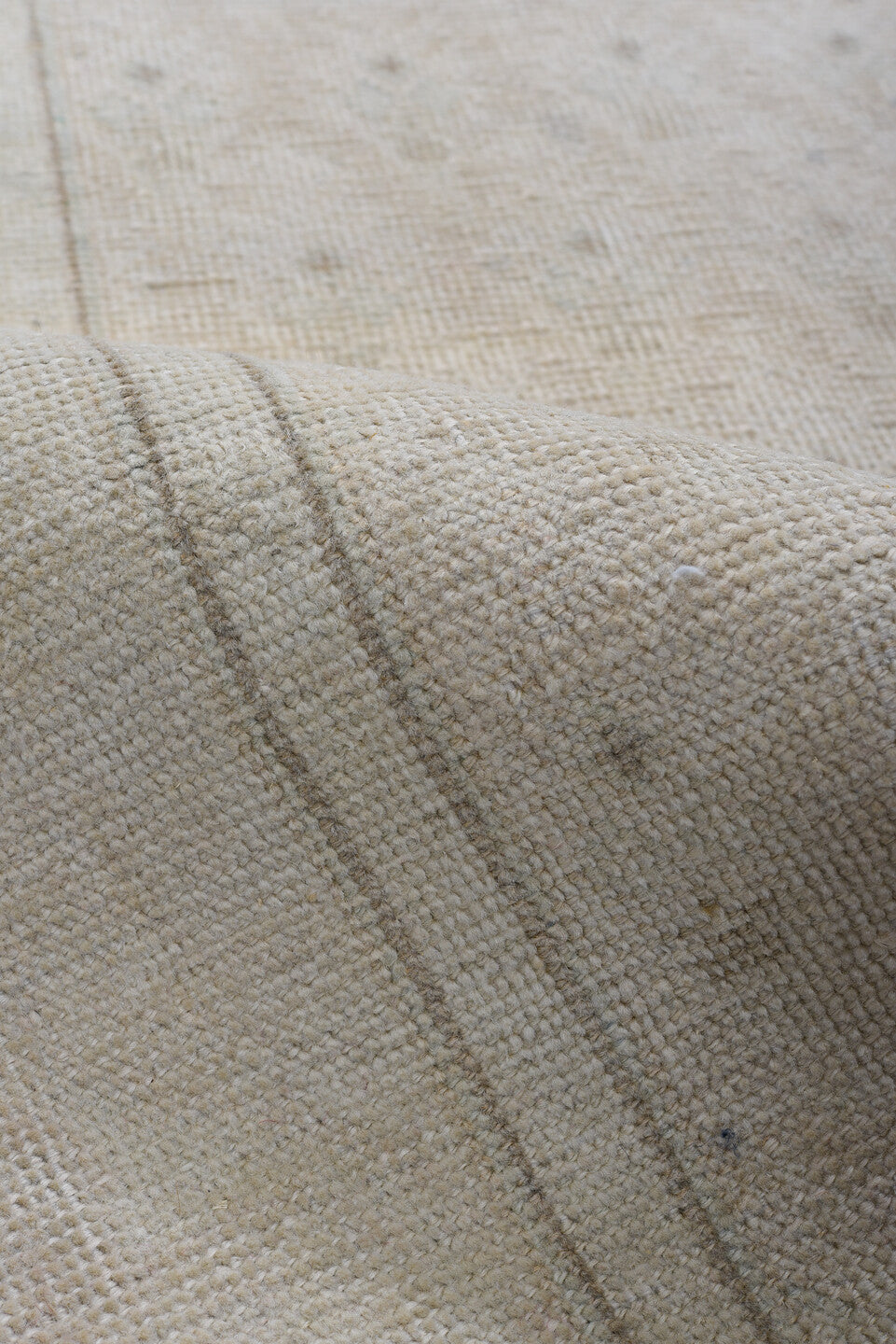 3' x 12' one-of-a-kind handmade antique Sparta runner rug. Color palette: ivory, beige, taupe, camel, pale blue, sand, gray