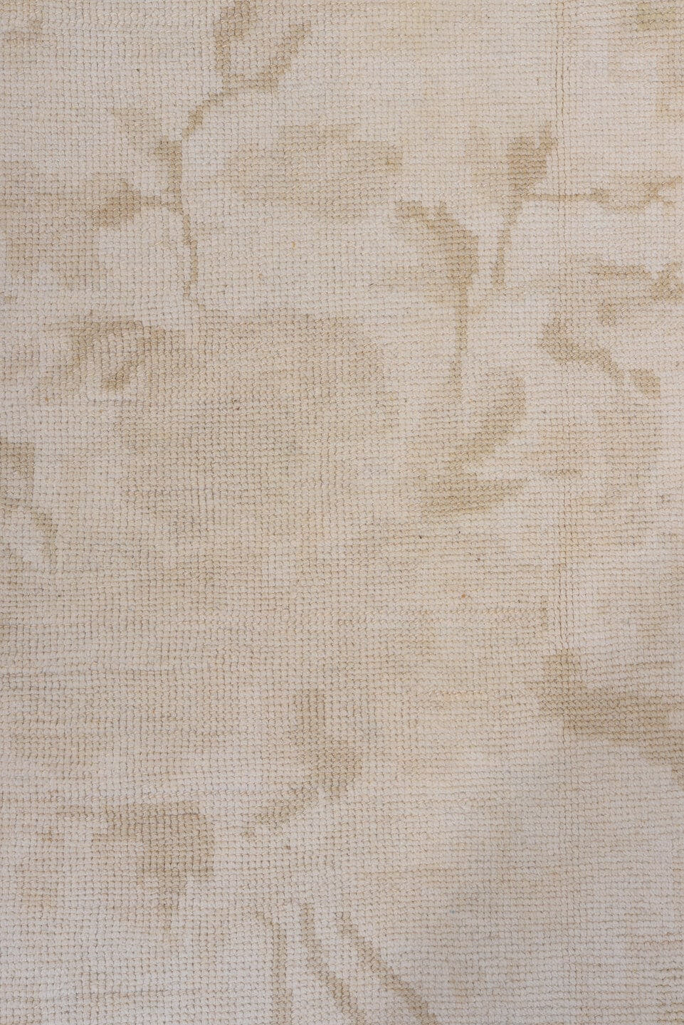 4' x 9' one-of-a-kind handmade vintage Oushak runner rug. Color palette: ivory, cream, sand, beige, taupe, gray