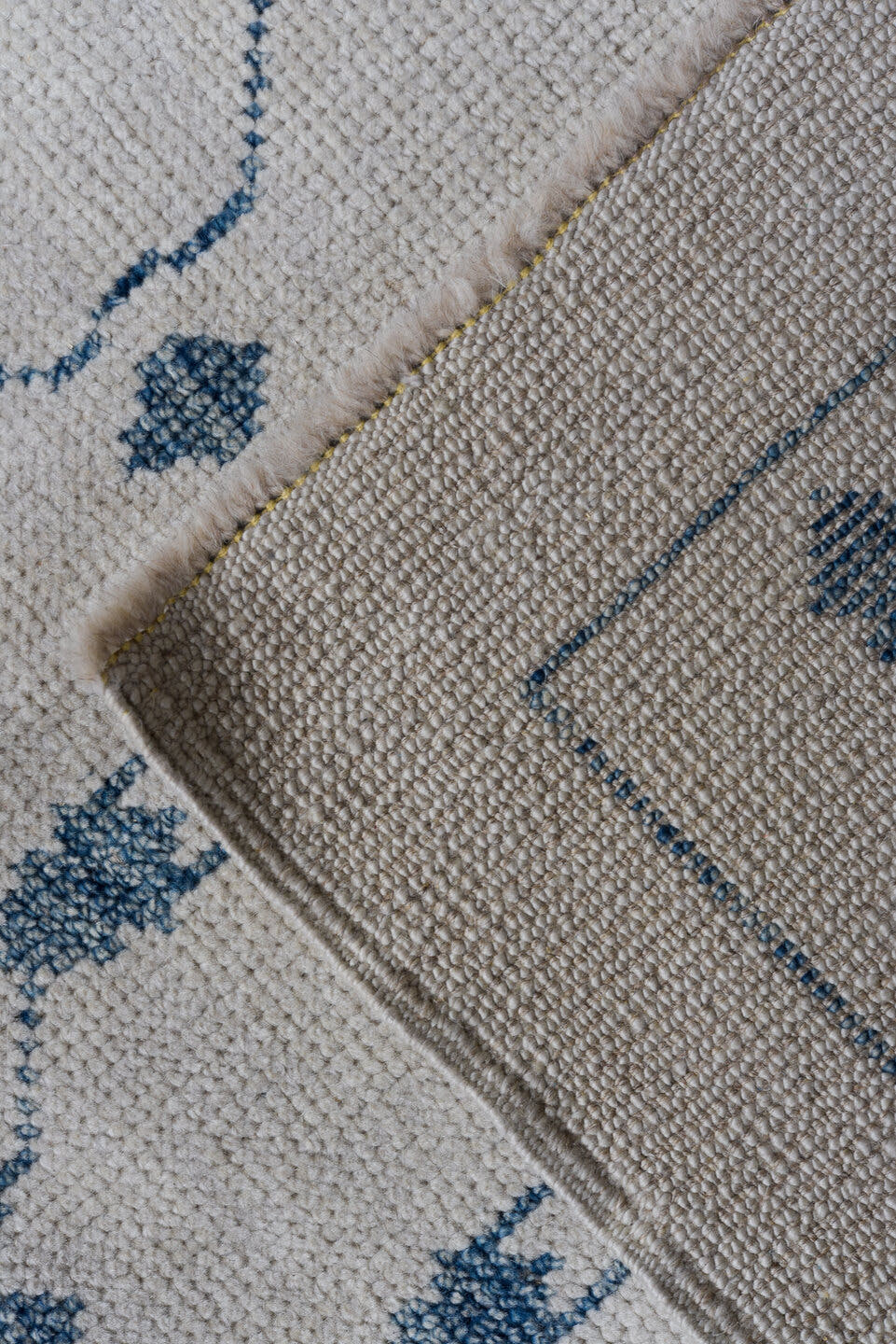 10' x 14' one-of-a-kind handmade vintage Oushak large size rug. Color palette: ivory, pale blue, cream, light gray
