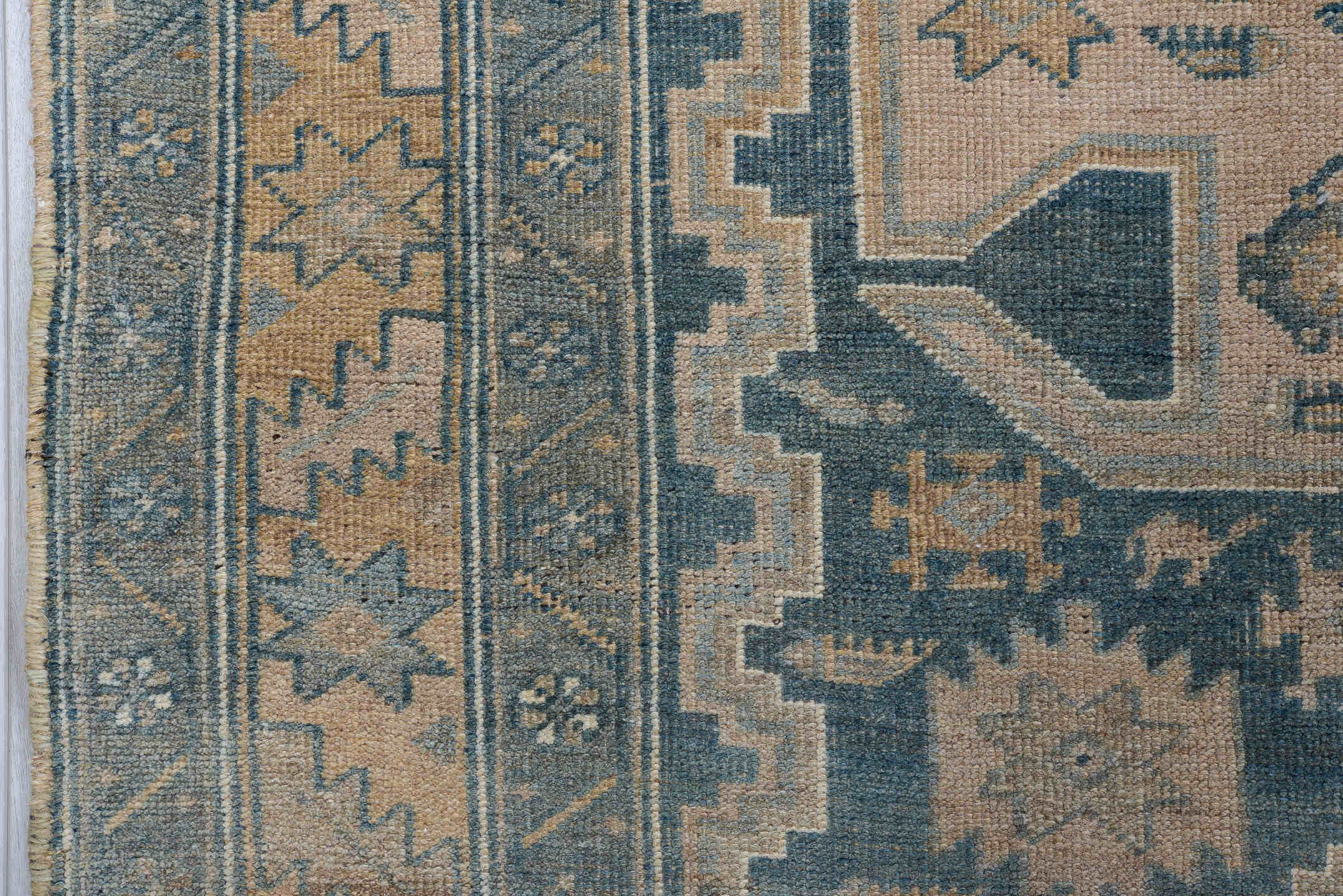 4' x 9' one-of-a-kind handmade antique NW Persian runner rug. Color palette: beige, slate, ivory, taupe, camel, charcoal