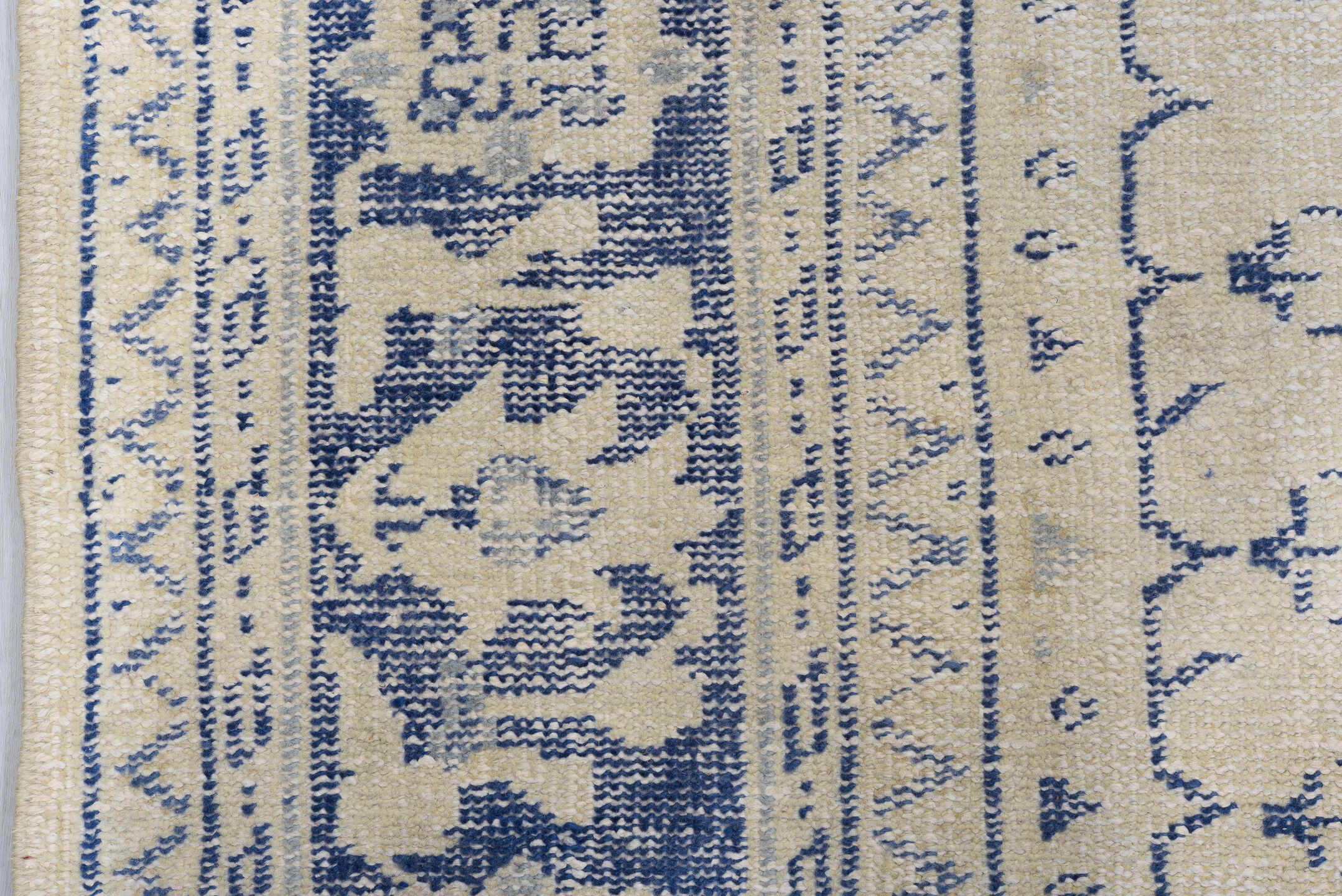 7' x 10' one-of-a-kind handmade antique Sparta large size rug. Color palette: ivory, powder blue, slate, cream, light blue