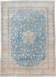 10' x 14' one-of-a-kind handmade antique Tabriz large size rug. Color palette: sky blue, ivory, beige, taupe, camel