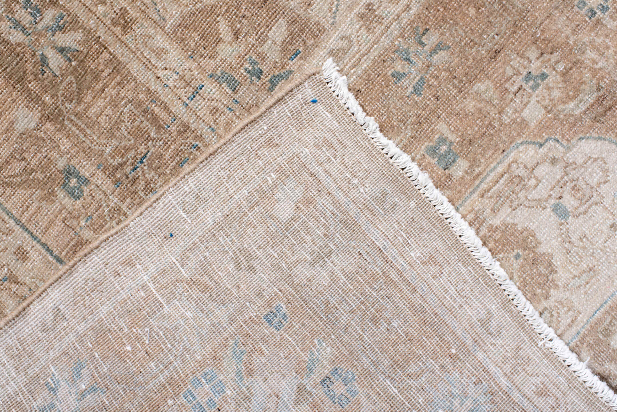 10' x 14' one-of-a-kind handmade antique Tabriz large size rug. Color palette: sky blue, ivory, beige, taupe, camel