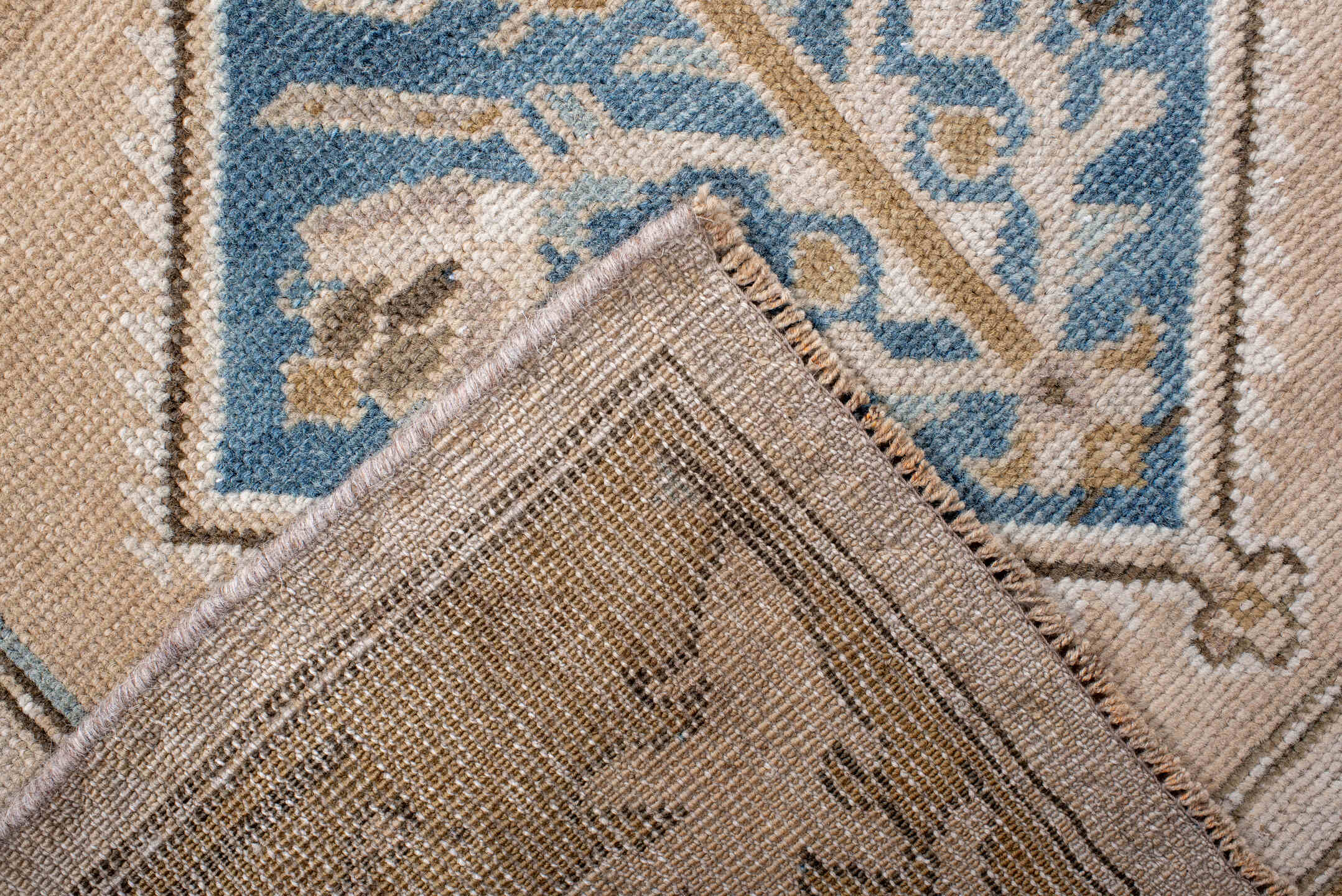 3' x 15' one-of-a-kind handmade antique NW Persian runner rug. Color palette: ivory, sky blue, camel, taupe, slate, cream