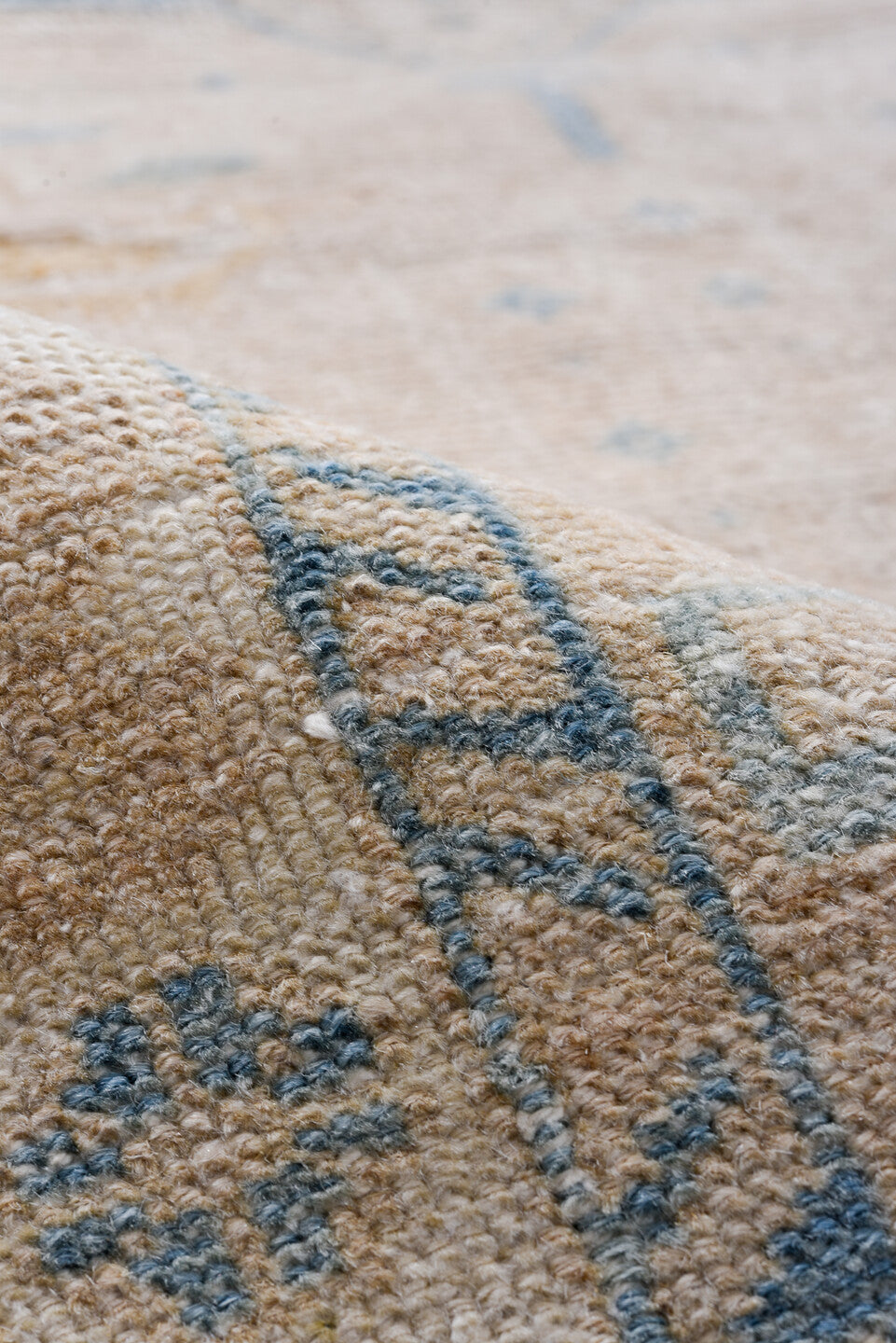 3' x 9' one-of-a-kind handmade vintage Malayer runner rug. Color palette: blue, gainsboro, gray, light gray, off-white, pink