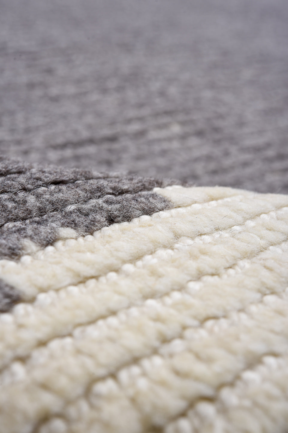 10' x 14' one-of-a-kind handmade vintage Tulu large size rug. Color palette: charcoal, black, ivory, gray