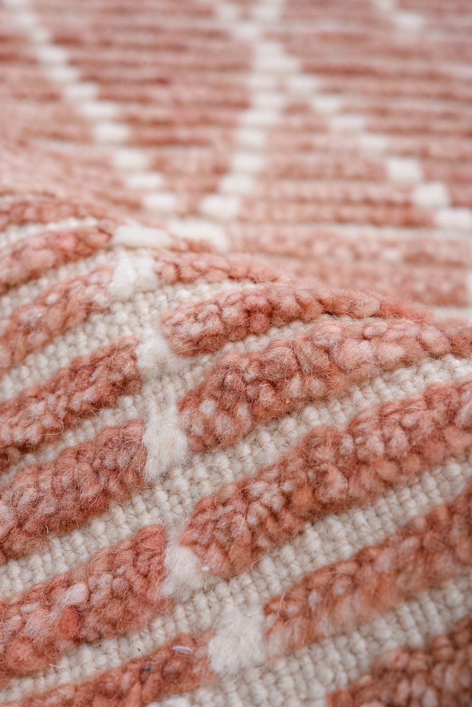 2' x 12' one-of-a-kind handmade vintage Tulu runner rug. Color palette: brown, gray, light gray, off-white, pink, red