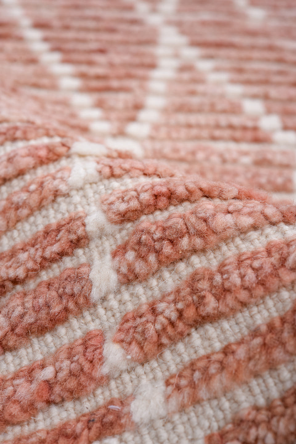 2' x 12' one-of-a-kind handmade vintage Tulu runner rug. Color palette: ivory, rust, rose, charcoal, terracotta, brown, pink