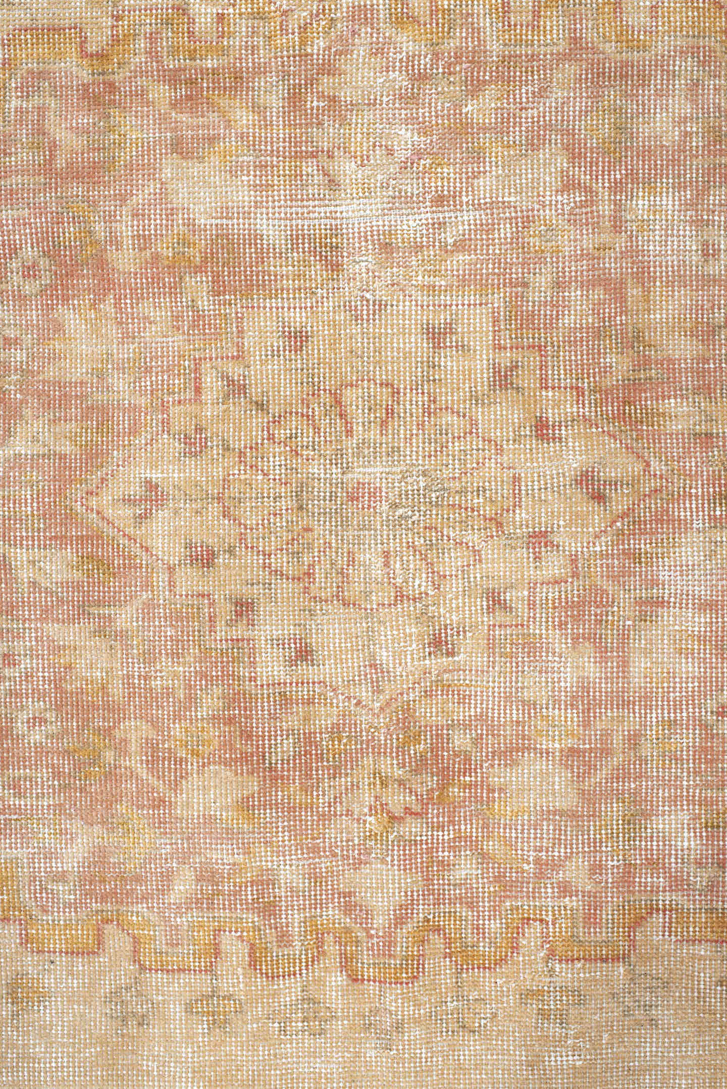 11' x 14' one-of-a-kind handmade antique Sivas oversize rug. Color palette: ivory, sand, blush, pale terracotta, cream