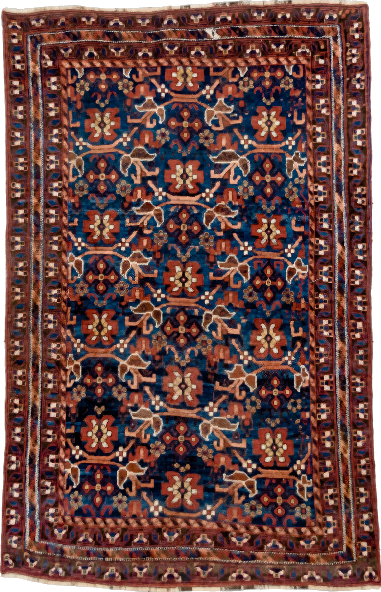 3' x 5' one-of-a-kind handmade vintage Afshar small size rug. Color palette: black, blue, brown, gray, light gray, off-white