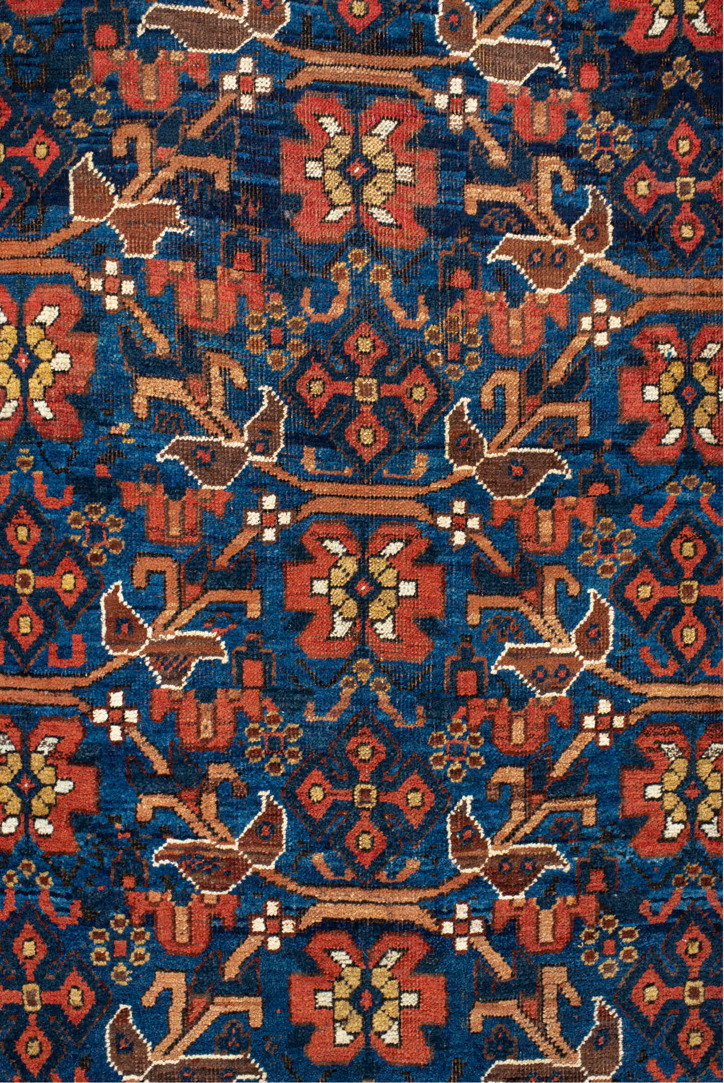 3' x 5' one-of-a-kind handmade vintage Afshar small size rug. Color palette: black, blue, brown, gray, light gray, off-white