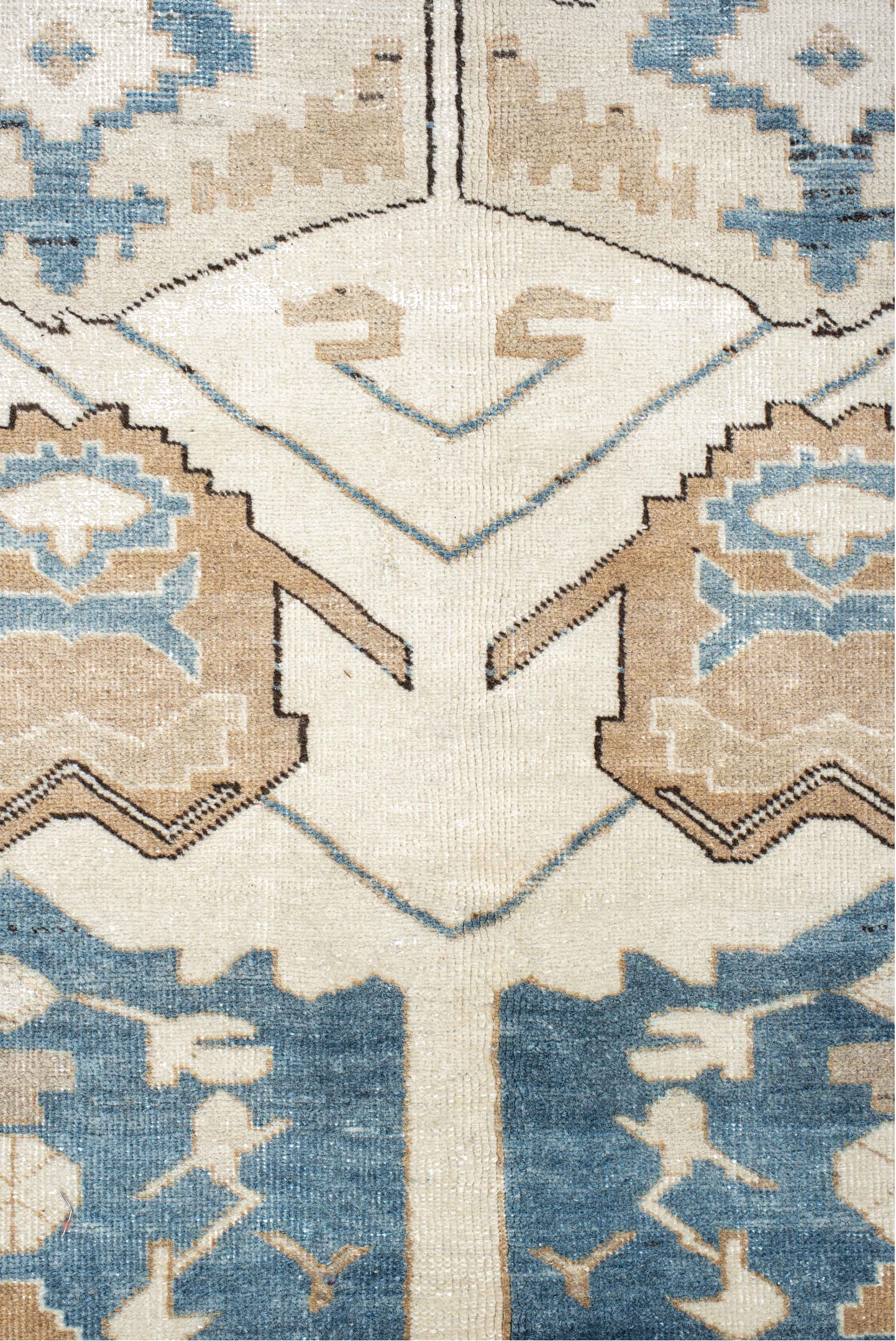 9' x 11' one-of-a-kind handmade vintage Ardebil large size rug. Color palette: black, blue, brown, dark gray, dim gray, gray