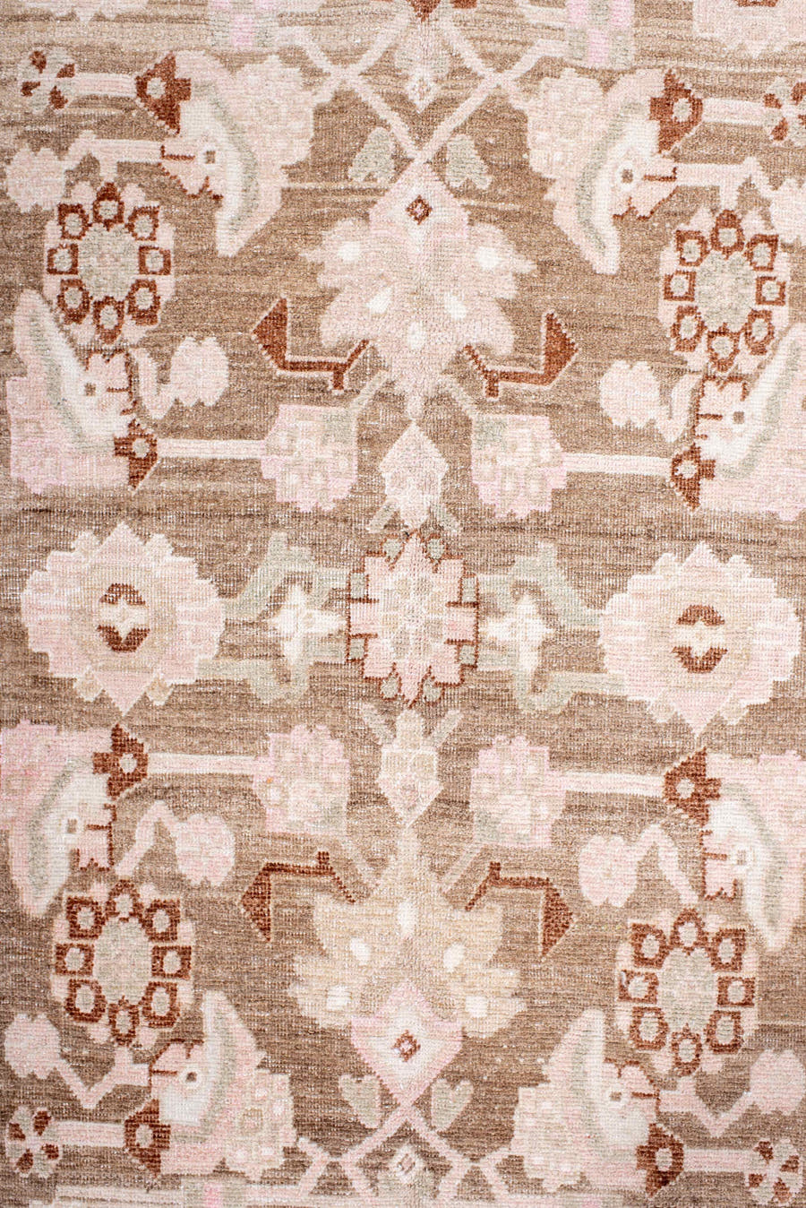 4' x 8' one-of-a-kind handmade antique Bidjar rug. Color palette: ivory, blush, taupe, camel, brown, rose, pink, beige, gray