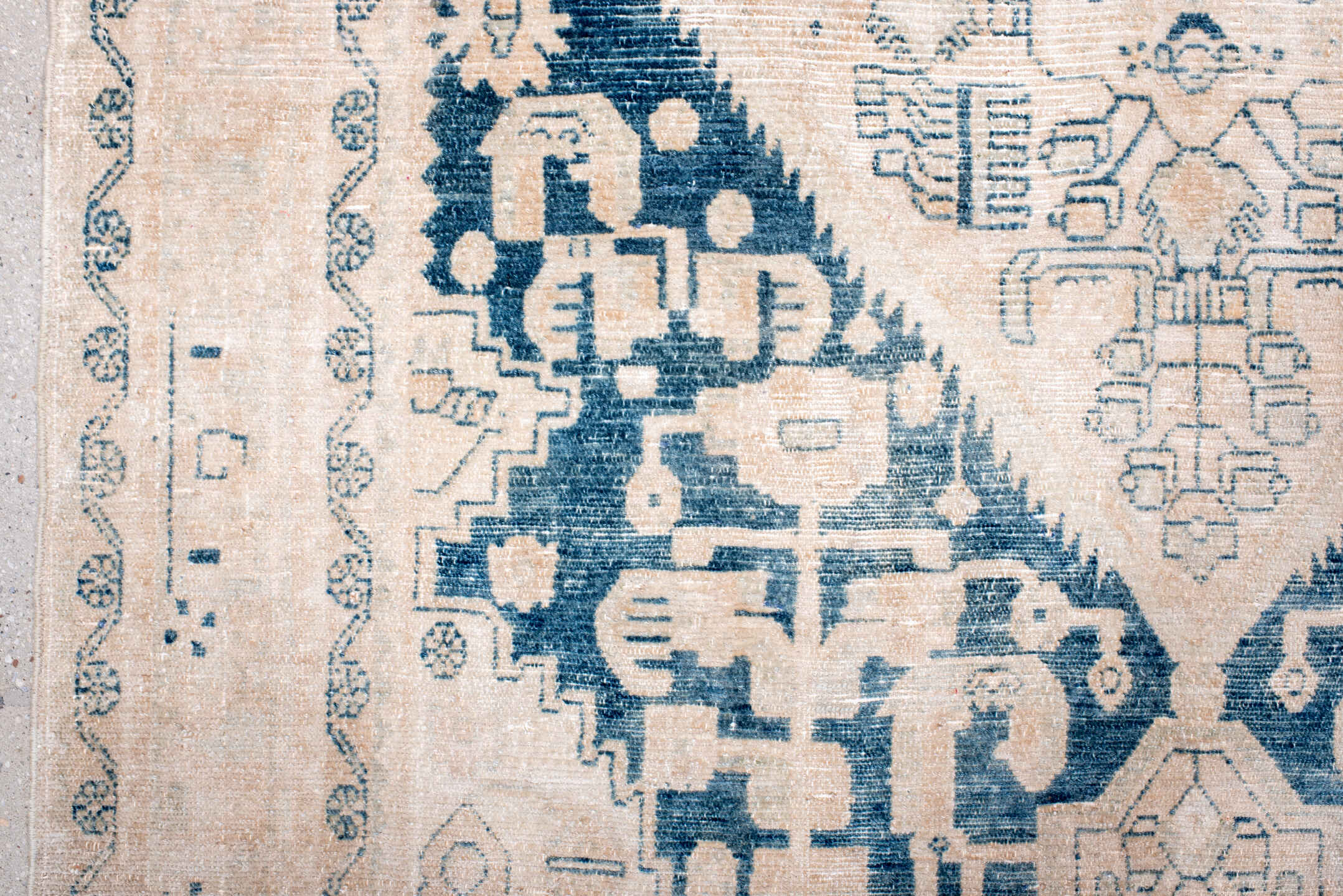 5' x 8' one-of-a-kind handmade antique Hamadan medium size rug. Color palette: ivory, sky blue, blush, beige, powder blue