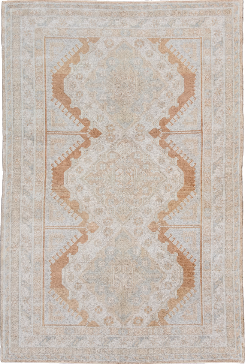 4' x 7' one-of-a-kind handmade vintage Anatolian rug. Color palette: brown, dark gray, gainsboro, gray, light gray