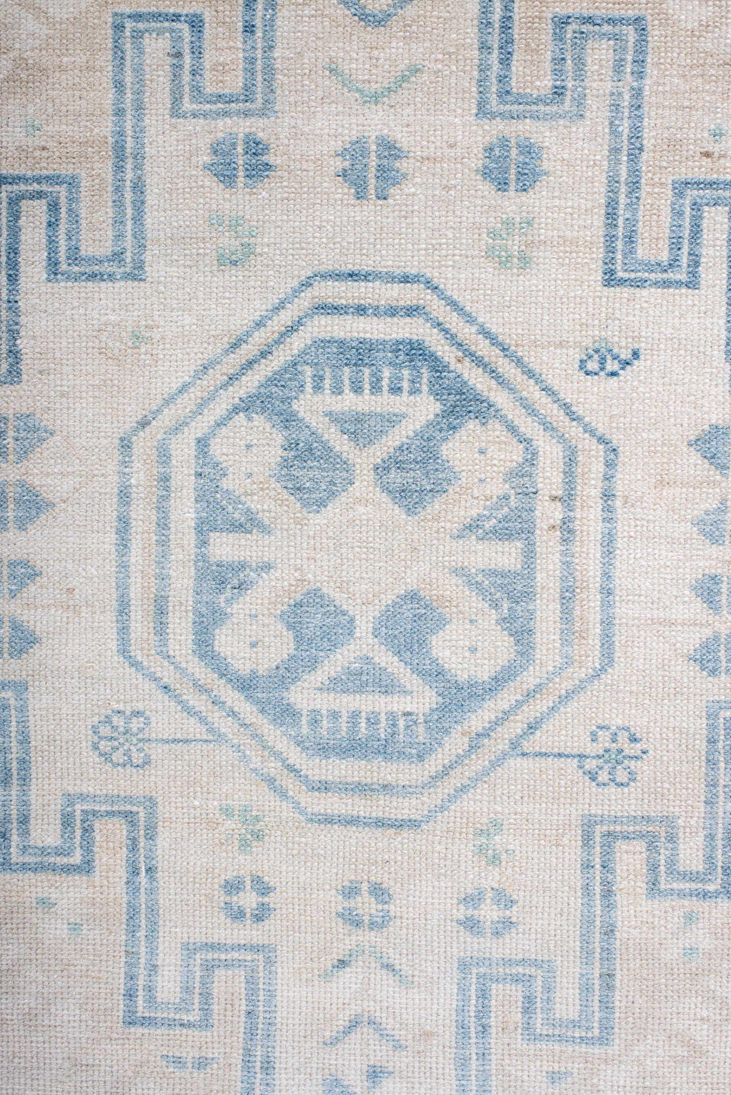 3' x 9' one-of-a-kind handmade antique Hamadan runner rug. Color palette: ivory, sky blue, pale blue, cream, taupe