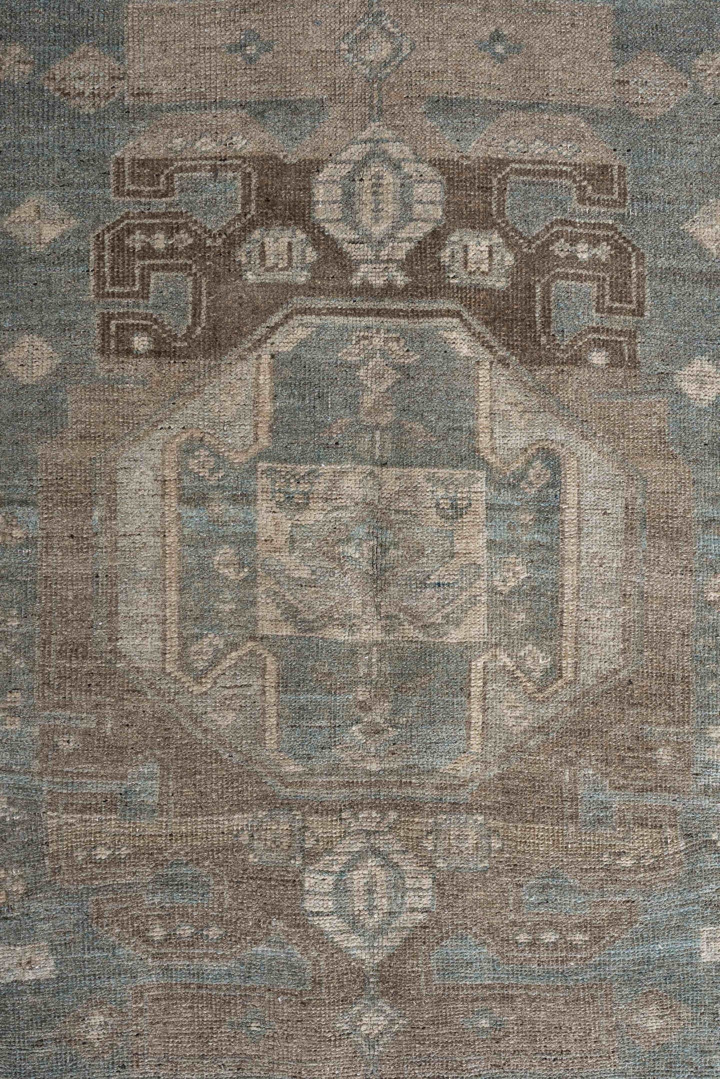 4' x 7' one-of-a-kind handmade antique Bidjar rug. Color palette: blue, taupe, brown, ivory, camel, slate, beige, gray