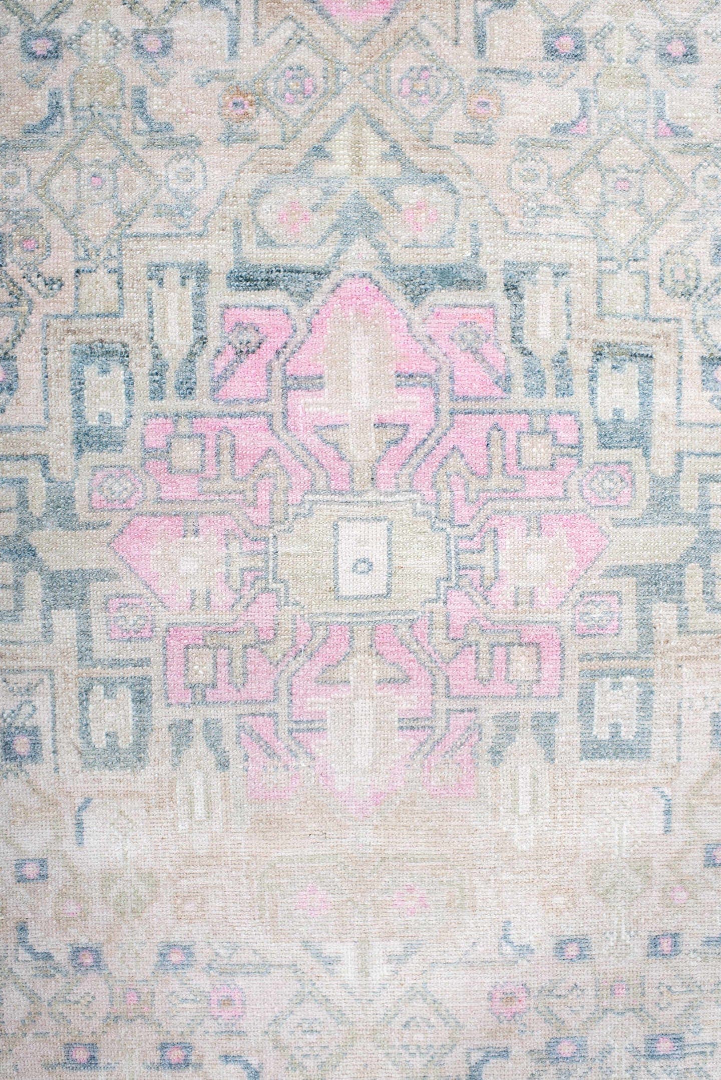 3' x 7' one-of-a-kind handmade antique Malayer runner rug. Color palette: ivory, beige, indigo, pink, taupe, pale blue