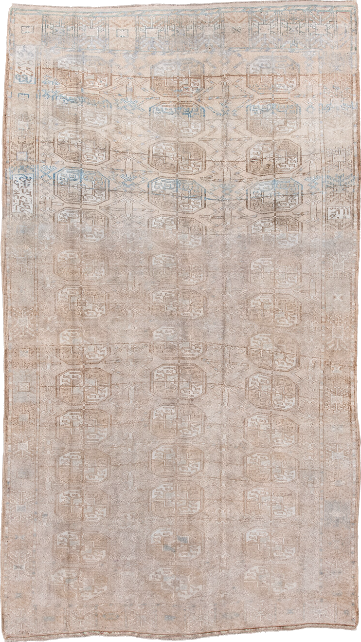 5' x 9' one-of-a-kind handmade vintage Afghan medium size rug. Color palette: gainsboro, gray, light gray, off-white, pink