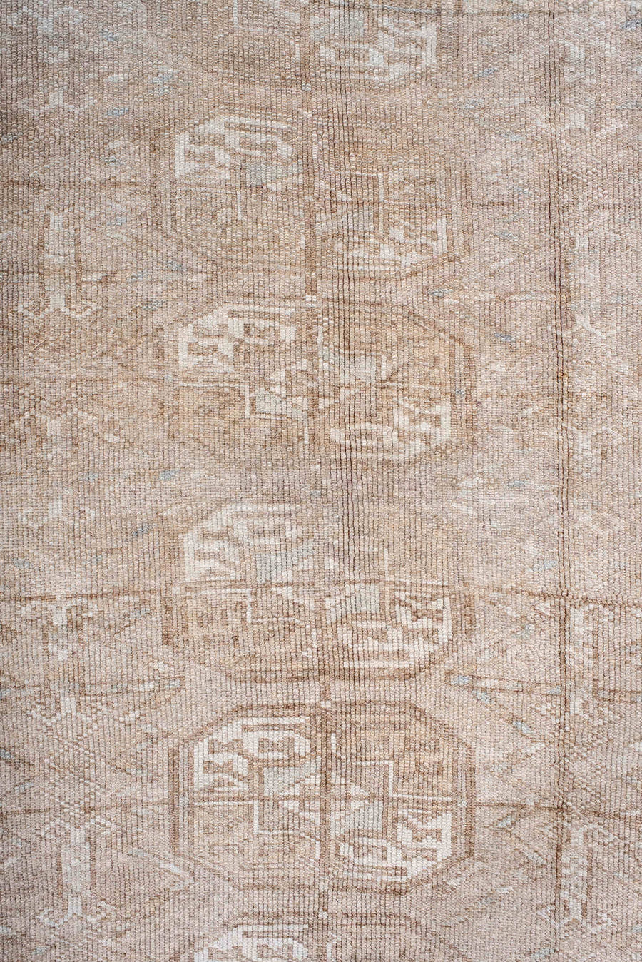 5' x 9' one-of-a-kind handmade antique Afghan medium size rug. Color palette: camel, ivory, taupe, light blue, beige, gray