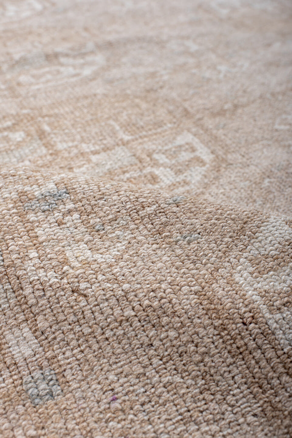 5' x 9' one-of-a-kind handmade antique Afghan medium size rug. Color palette: camel, ivory, taupe, light blue, beige, gray