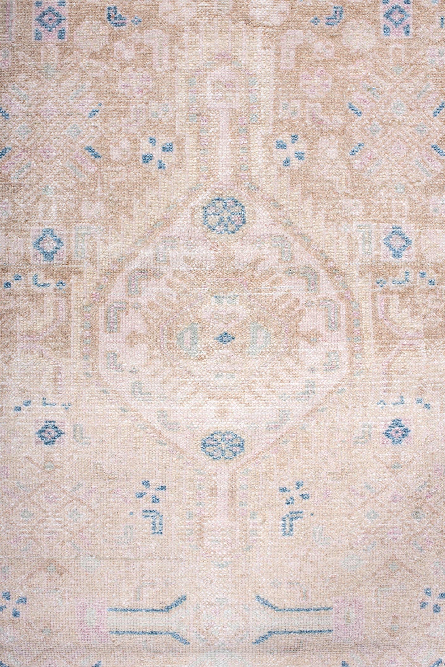 2' x 9' one-of-a-kind handmade antique Hamadan runner rug. Color palette: ivory, blush, pale blue, cream, taupe, pink