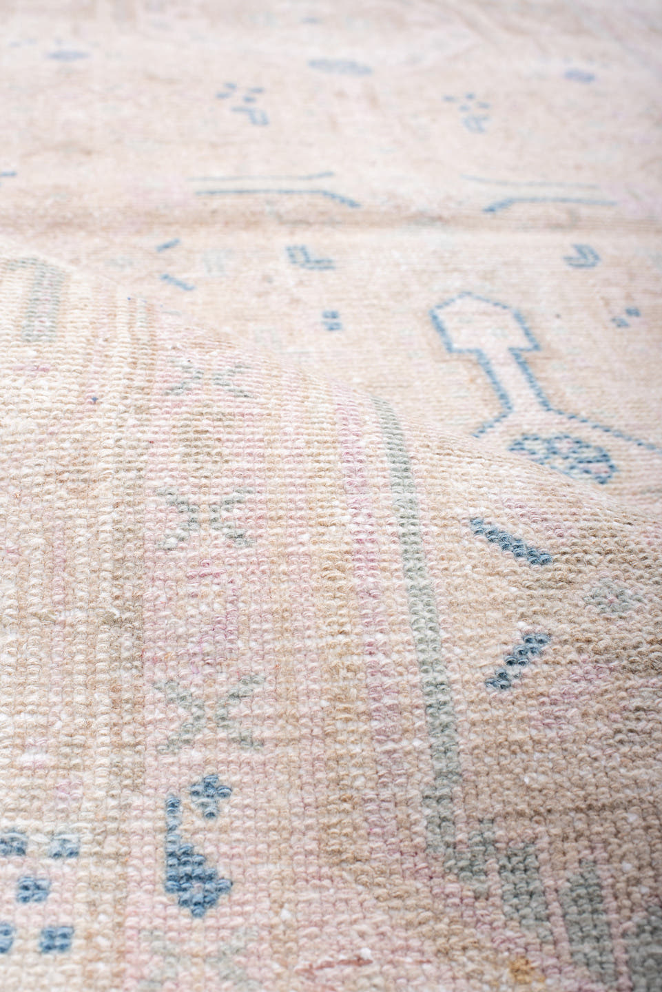 2' x 9' one-of-a-kind handmade antique Hamadan runner rug. Color palette: ivory, blush, pale blue, cream, taupe, pink