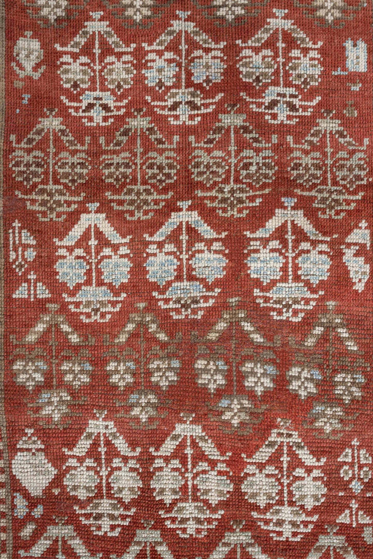 3' x 8' one-of-a-kind handmade antique NW Persian runner rug. Color palette: terracotta, ivory, pale blue, taupe, rust
