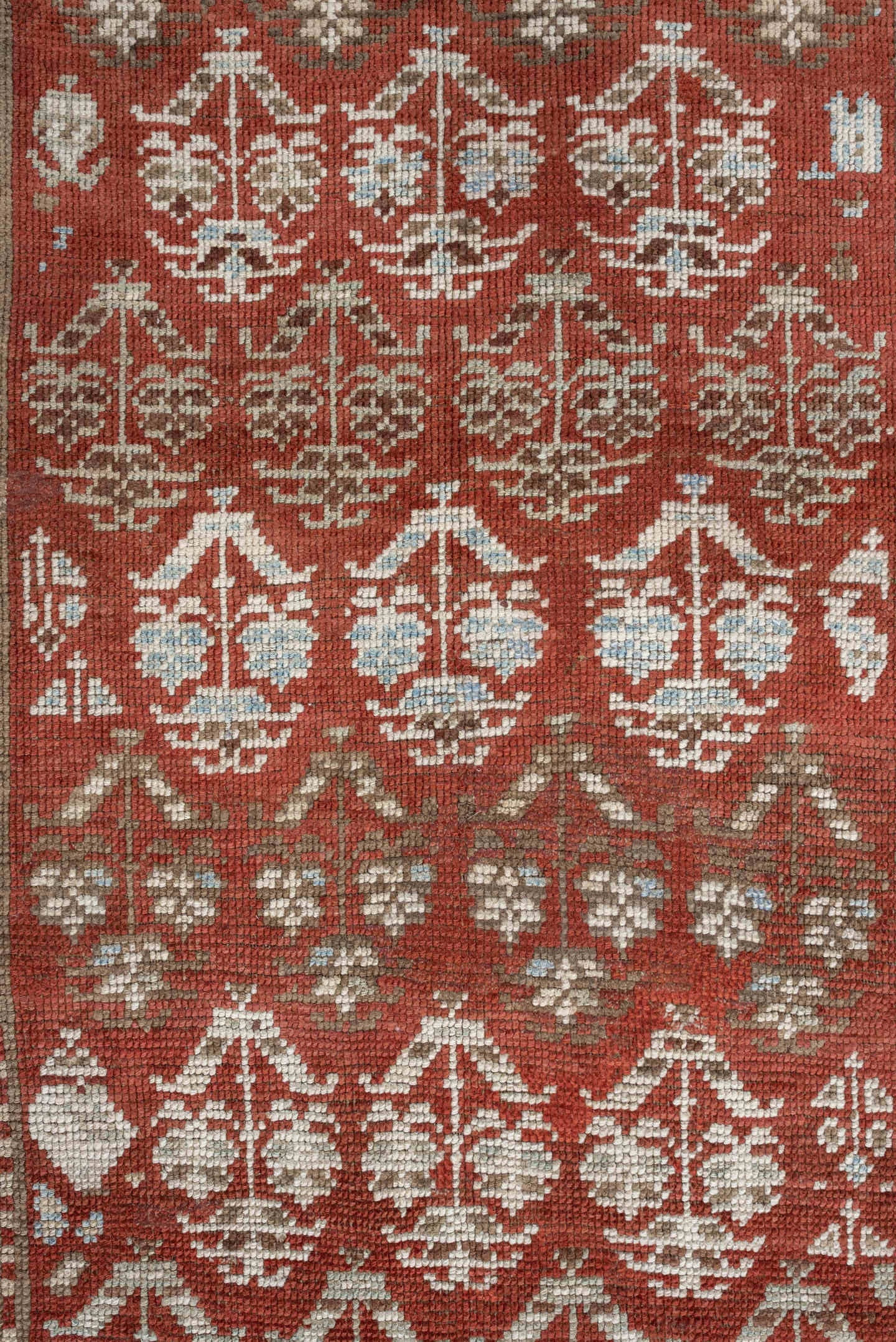 3' x 8' one-of-a-kind handmade antique NW Persian runner rug. Color palette: terracotta, ivory, pale blue, taupe, rust