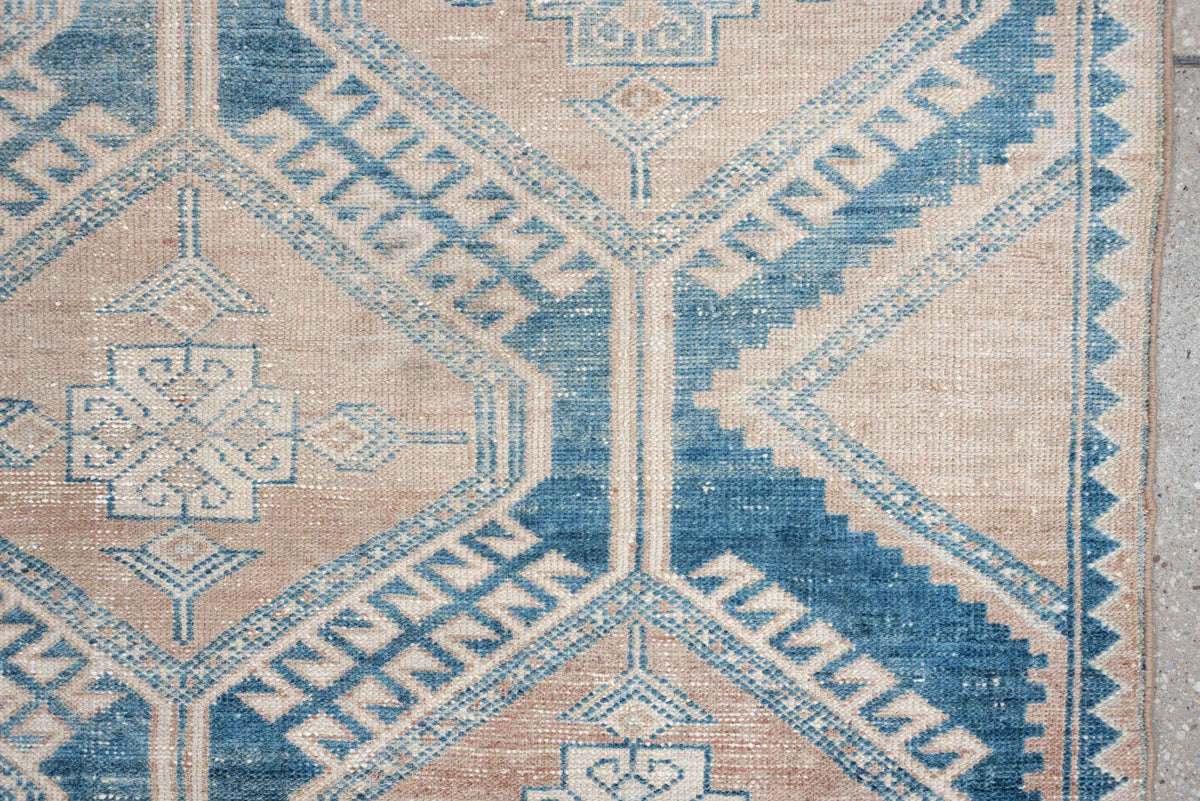 3' x 6' one-of-a-kind handmade vintage Hamadan small size rug. Color palette: ivory, blue, blush, beige, taupe, pink, gray