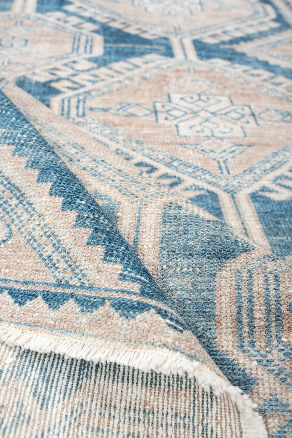 3' x 6' one-of-a-kind handmade vintage Hamadan small size rug. Color palette: ivory, blue, blush, beige, taupe, pink, gray