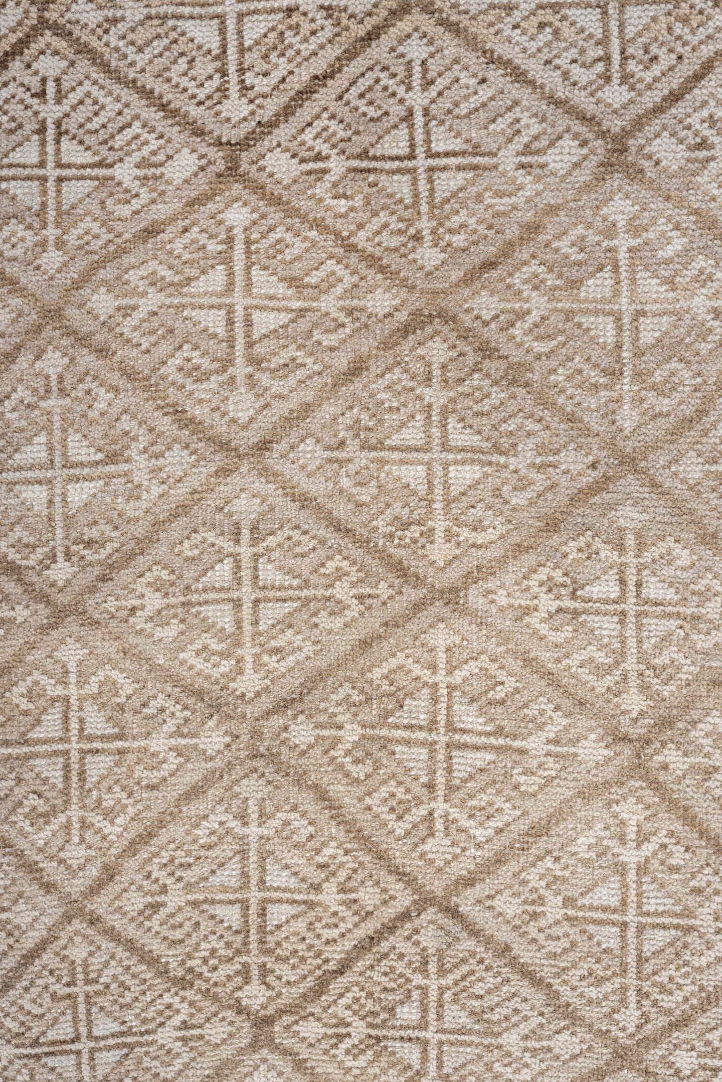 5' x 7' one-of-a-kind handmade antique medium size rug. Color palette: ivory, camel, taupe, beige, sand, gray