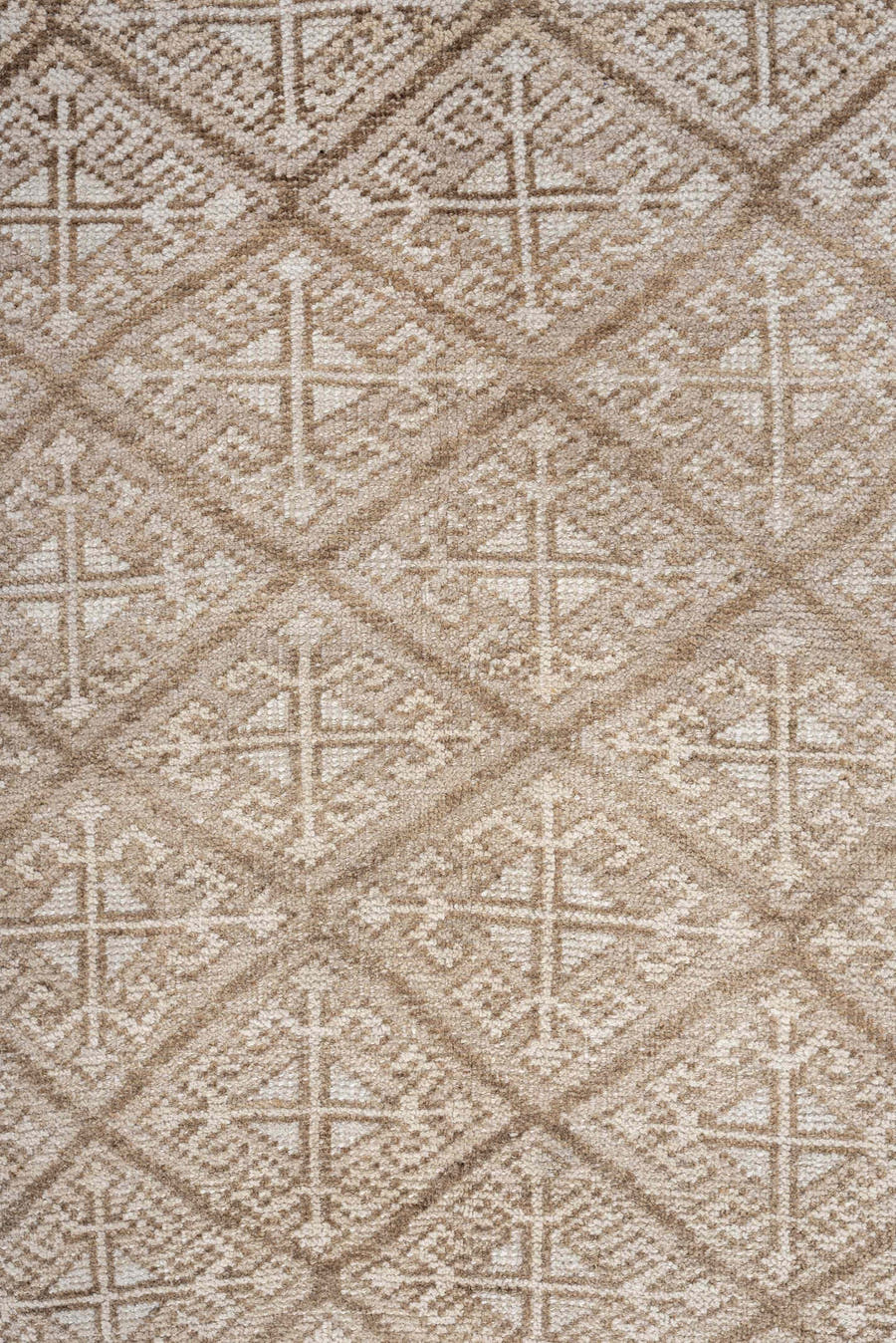 5' x 7' one-of-a-kind handmade antique medium size rug. Color palette: ivory, camel, taupe, beige, sand, gray