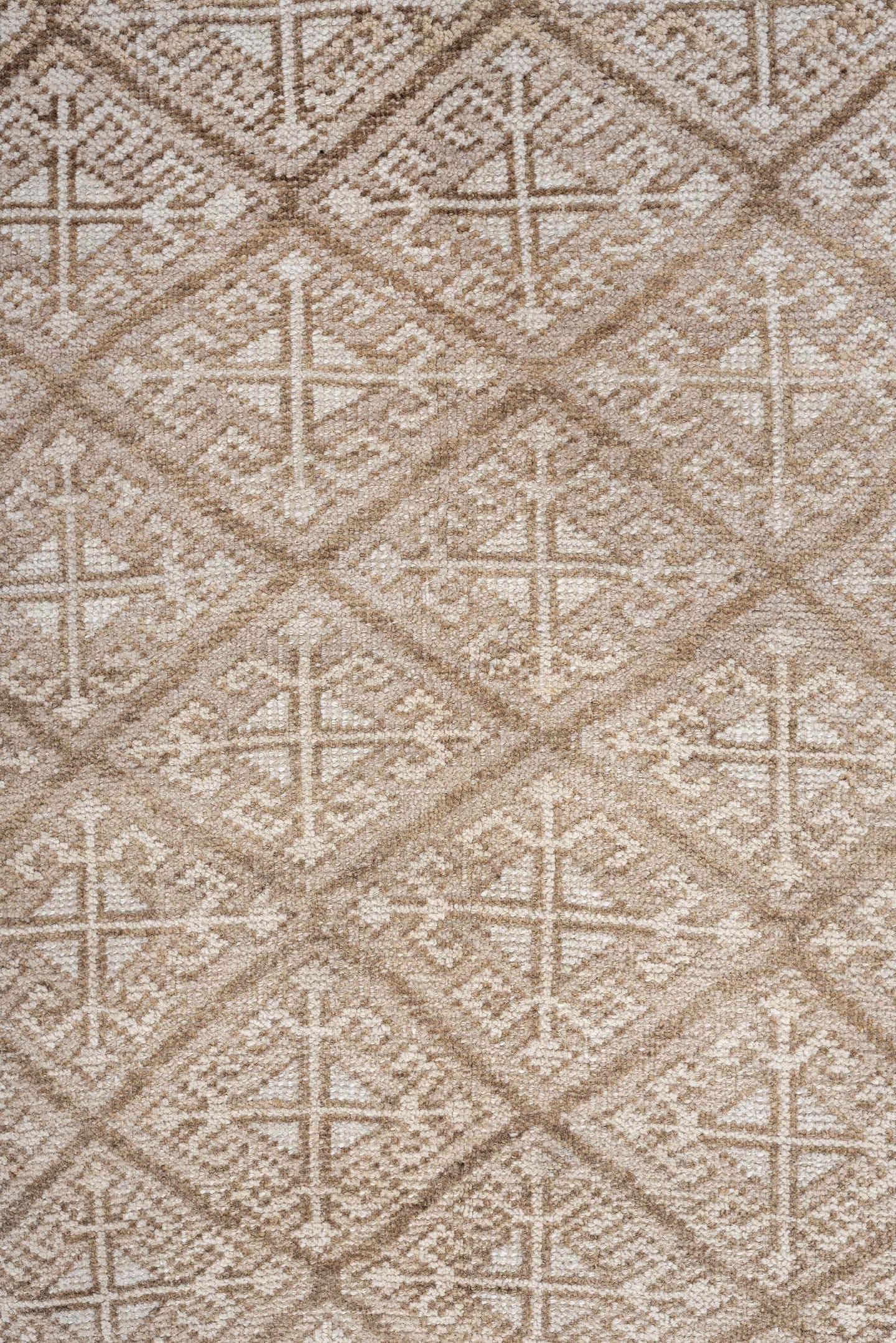 5' x 7' one-of-a-kind handmade antique medium size rug. Color palette: ivory, camel, taupe, beige, sand, gray