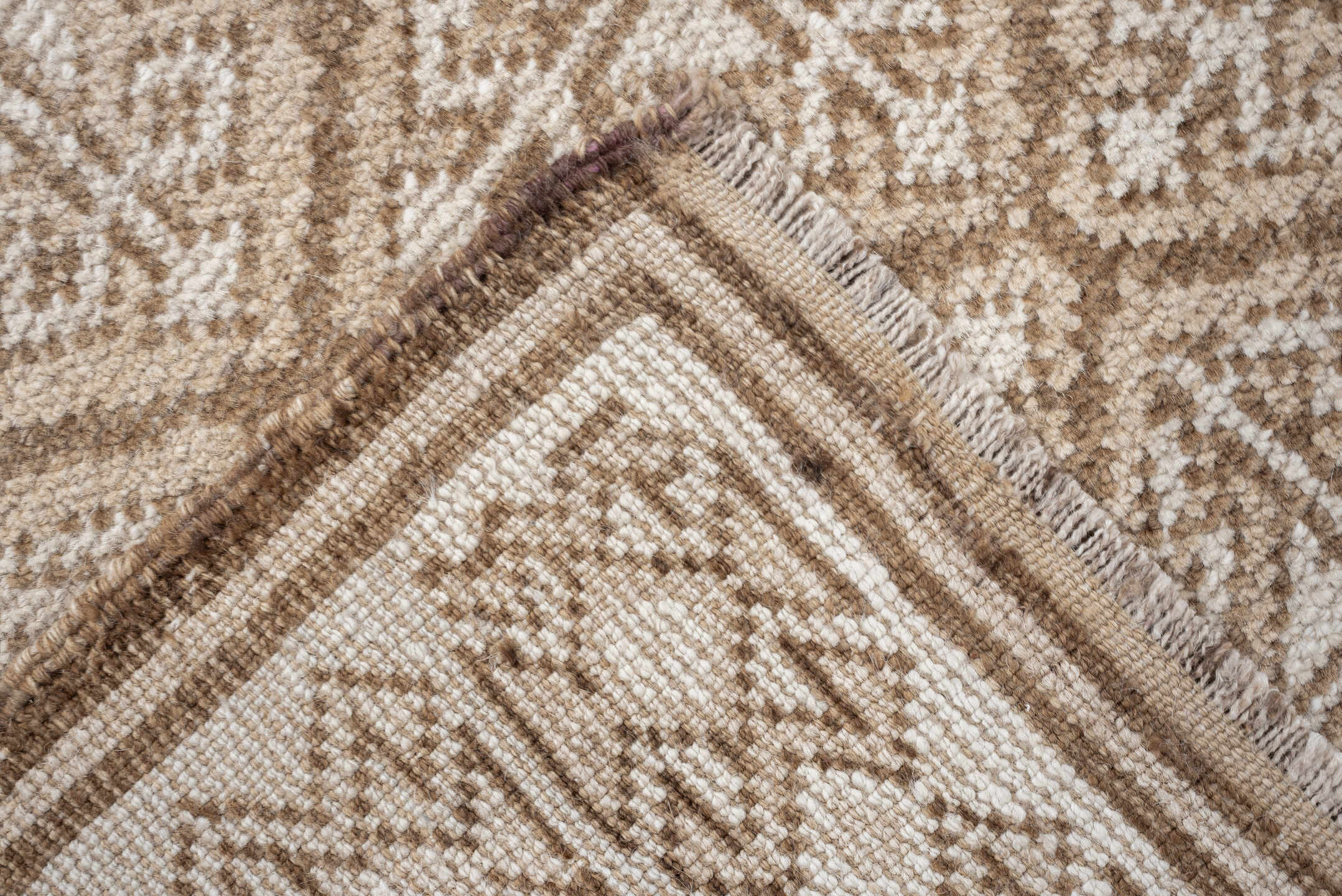 5' x 7' one-of-a-kind handmade antique medium size rug. Color palette: ivory, camel, taupe, beige, sand, gray