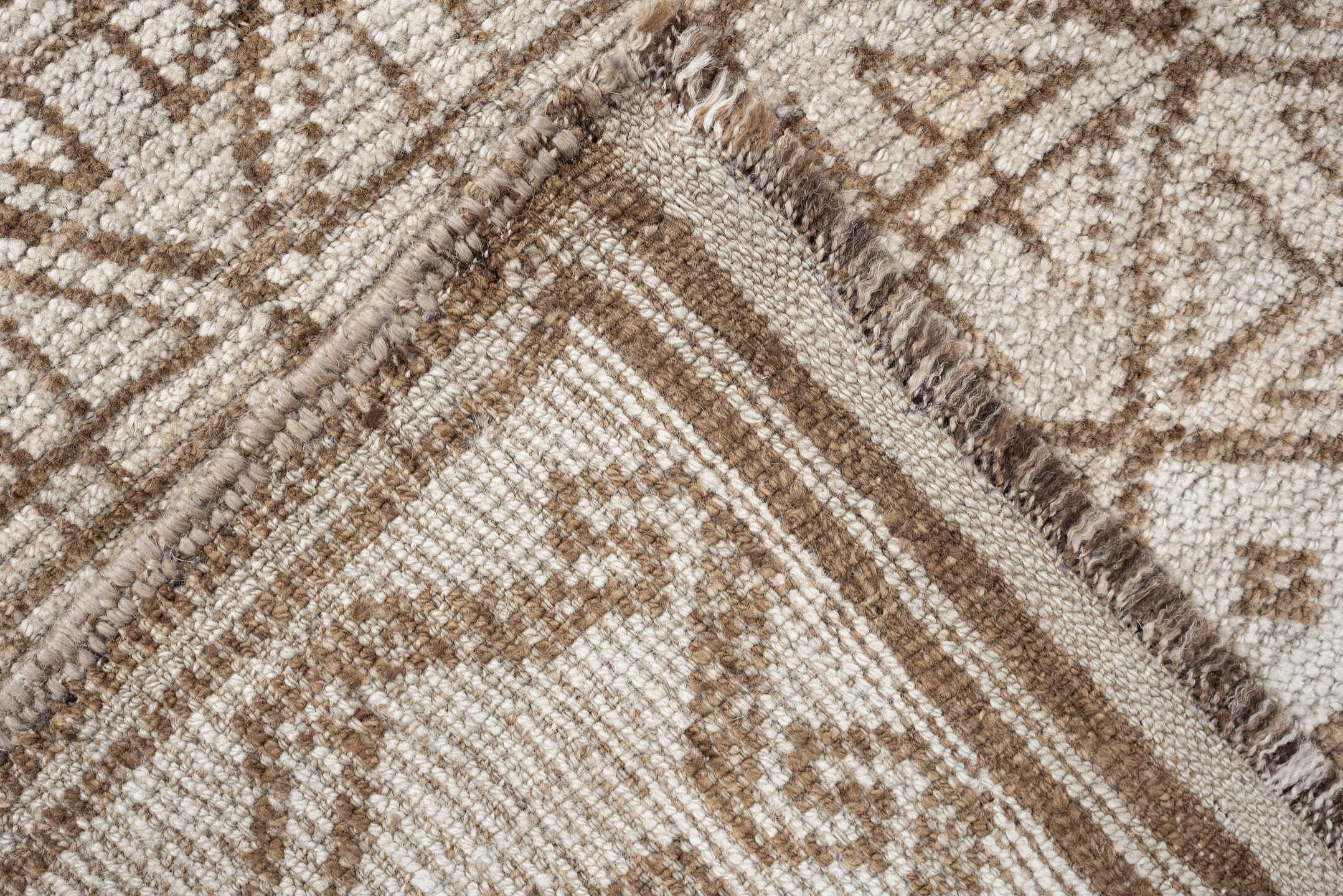 9' x 4' one-of-a-kind handmade antique Belouch rug. Color palette: ivory, camel, taupe, sand, light brown, beige, gray