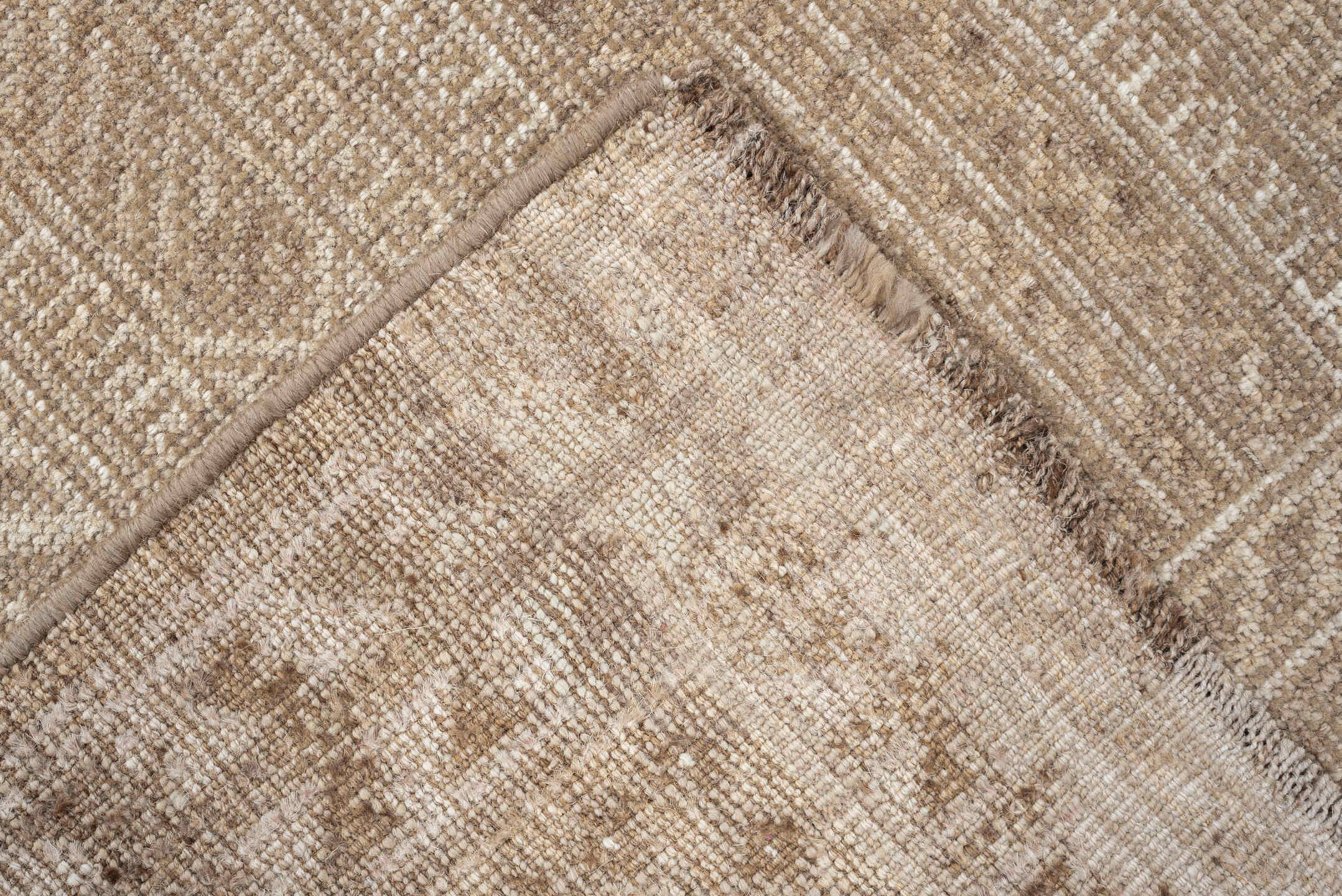 4' x 6' one-of-a-kind handmade antique Belouch small size rug. Color palette: camel, ivory, taupe, sand, beige, gray